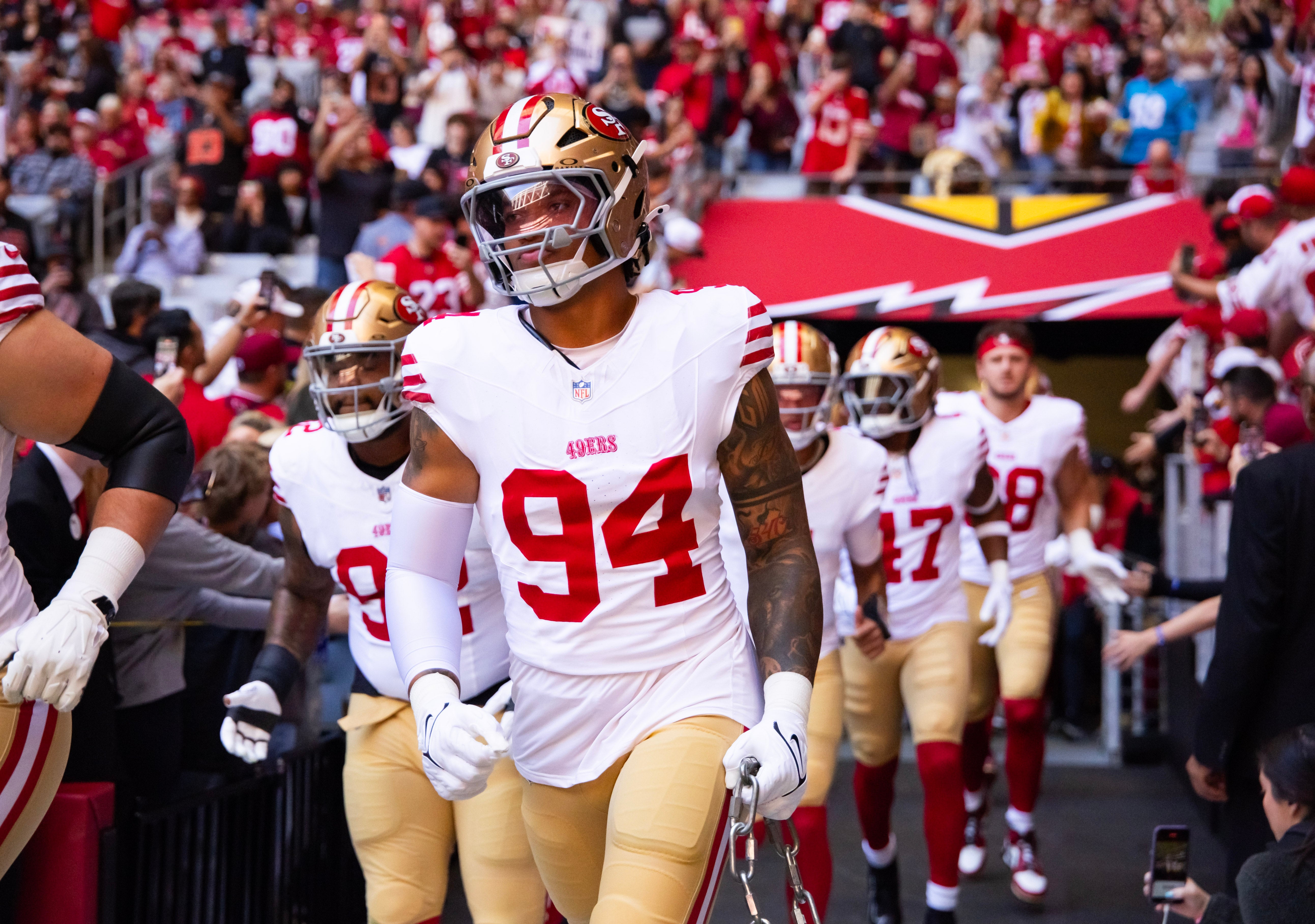 San Francisco 49ers defensive end Yetur Gross-Matos (94) against the Arizona Cardinals at State Farm Stadium.