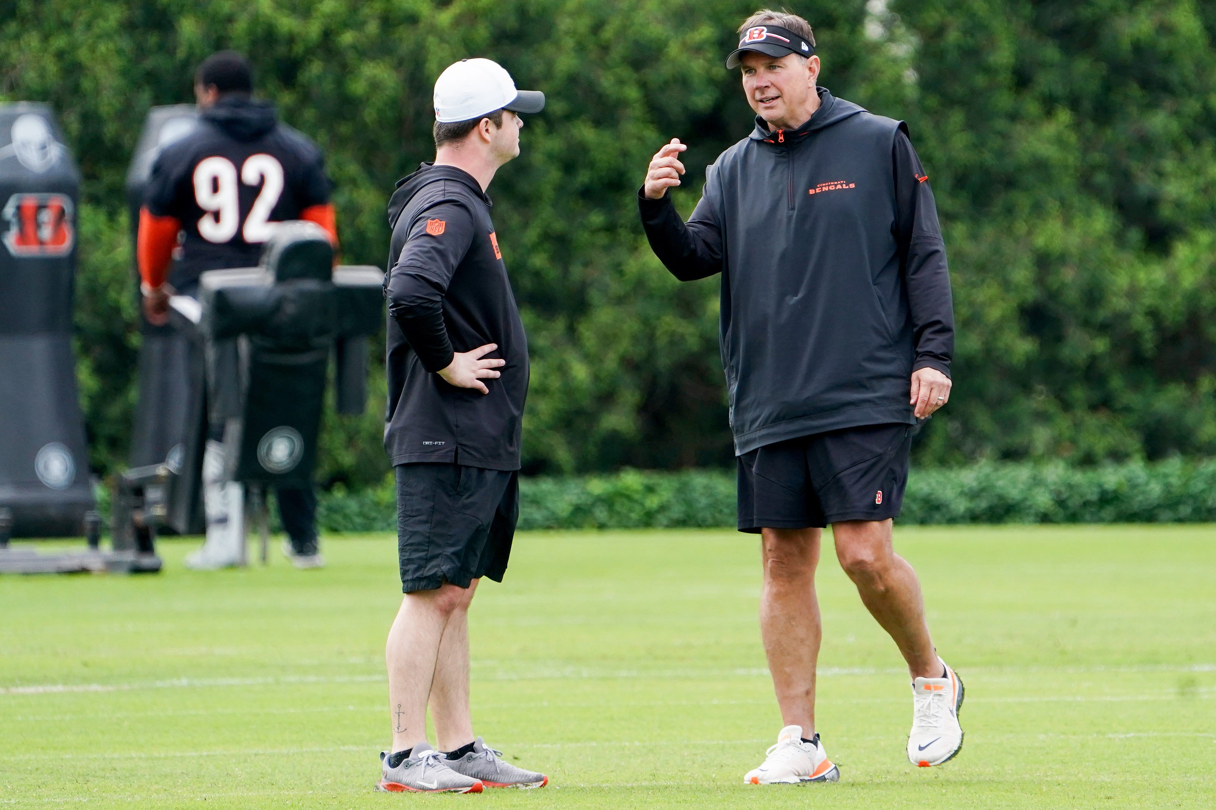 Cincinnati Bengals defensive coordinator Al Golden attends practice, Tuesday, May 6, 2025, at the Kettering Health Practice Field in Downtown Cincinnati.
