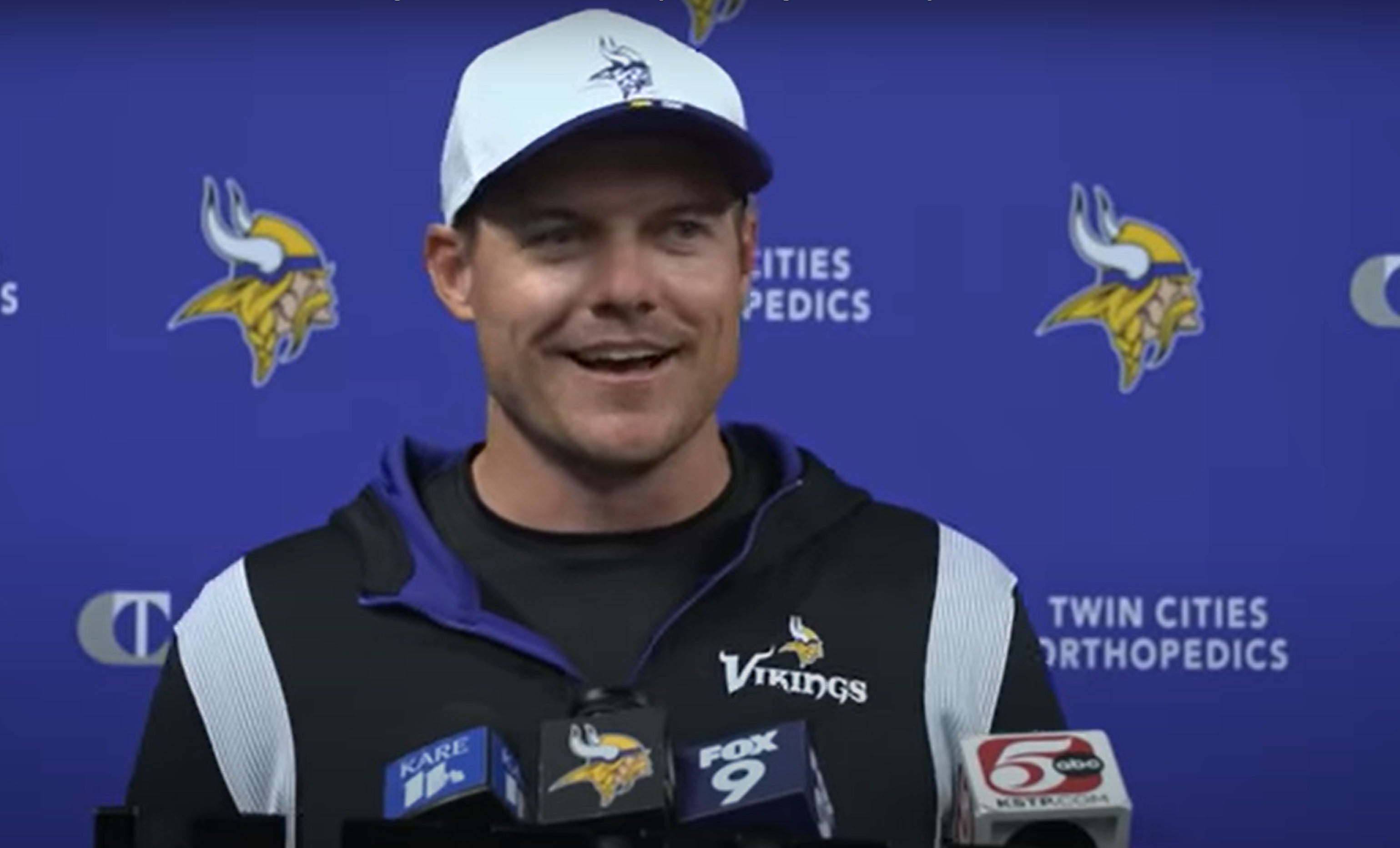 Minnesota Vikings head coach Kevin O'Connell during his press conference on May 28th