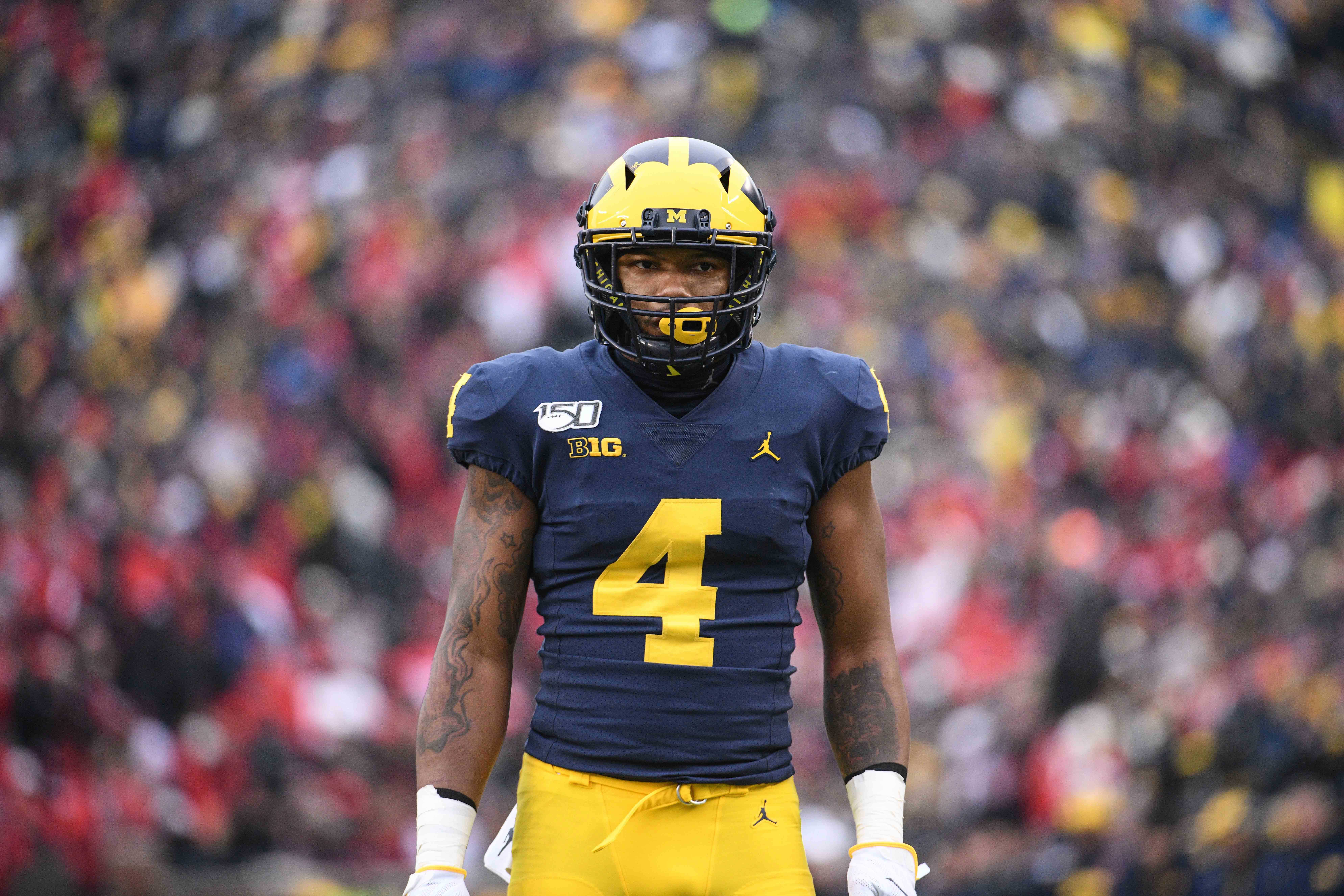 Nov 30, 2019; Ann Arbor, MI, USA; Michigan Wolverines wide receiver Nico Collins (4) during the game against the Ohio State Buckeyes at Michigan Stadium.