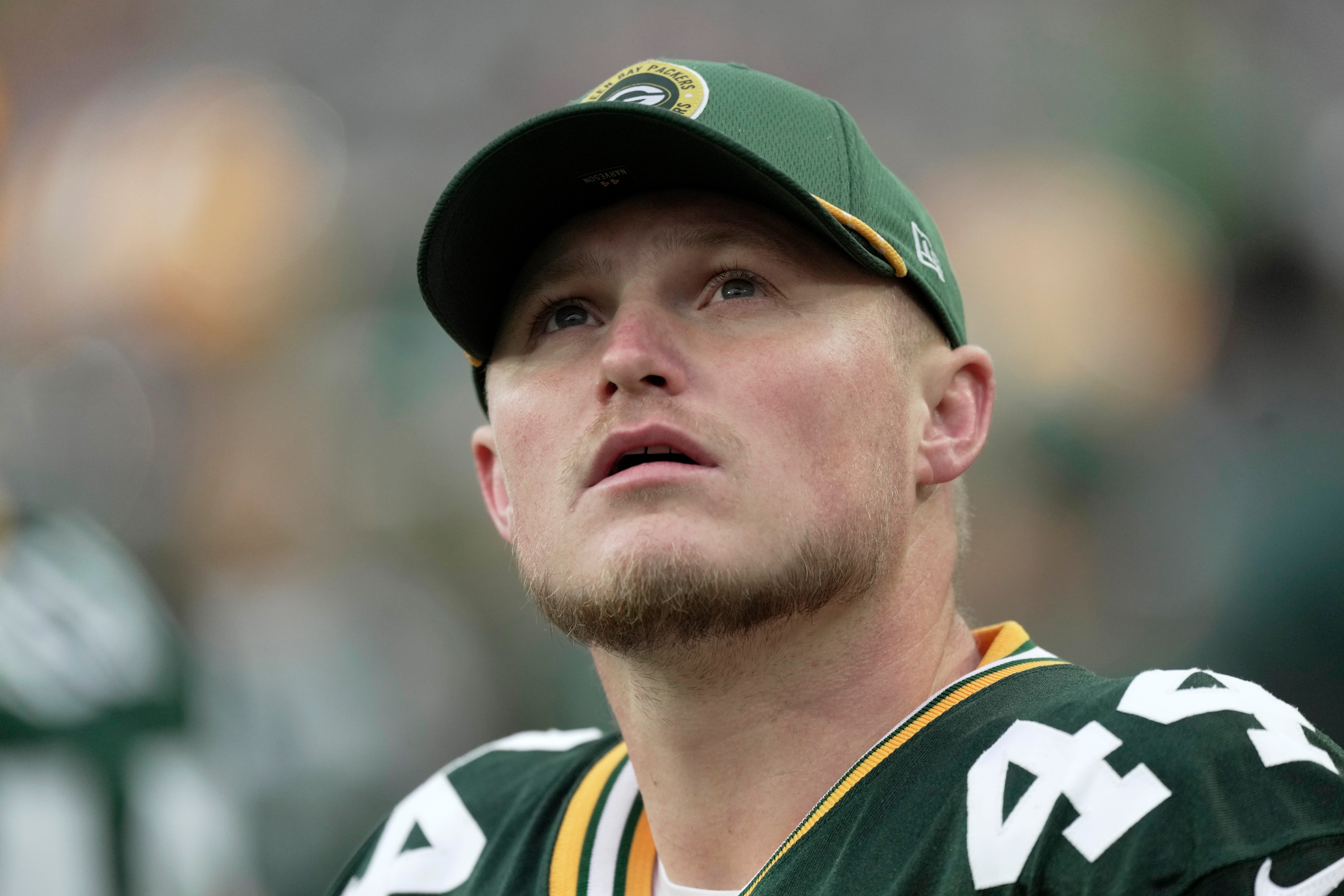 Green Bay Packers place kicker Brayden Narveson (44) is shown during the second quarter of their game Sunday, October 13, 2024 at Lambeau Field in Green Bay, Wisconsin. The Green Bay Packers beat the Arizona Cardinals 34-13.