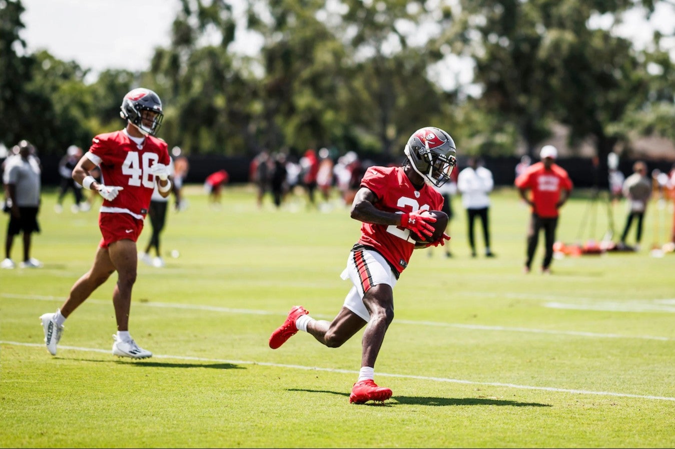 TAMPA, FL - June 03, 2025 - Cornerback Benjamin Morris #21 of the Tampa Bay Buccaneers during OTAs at AdventHealth Training Center