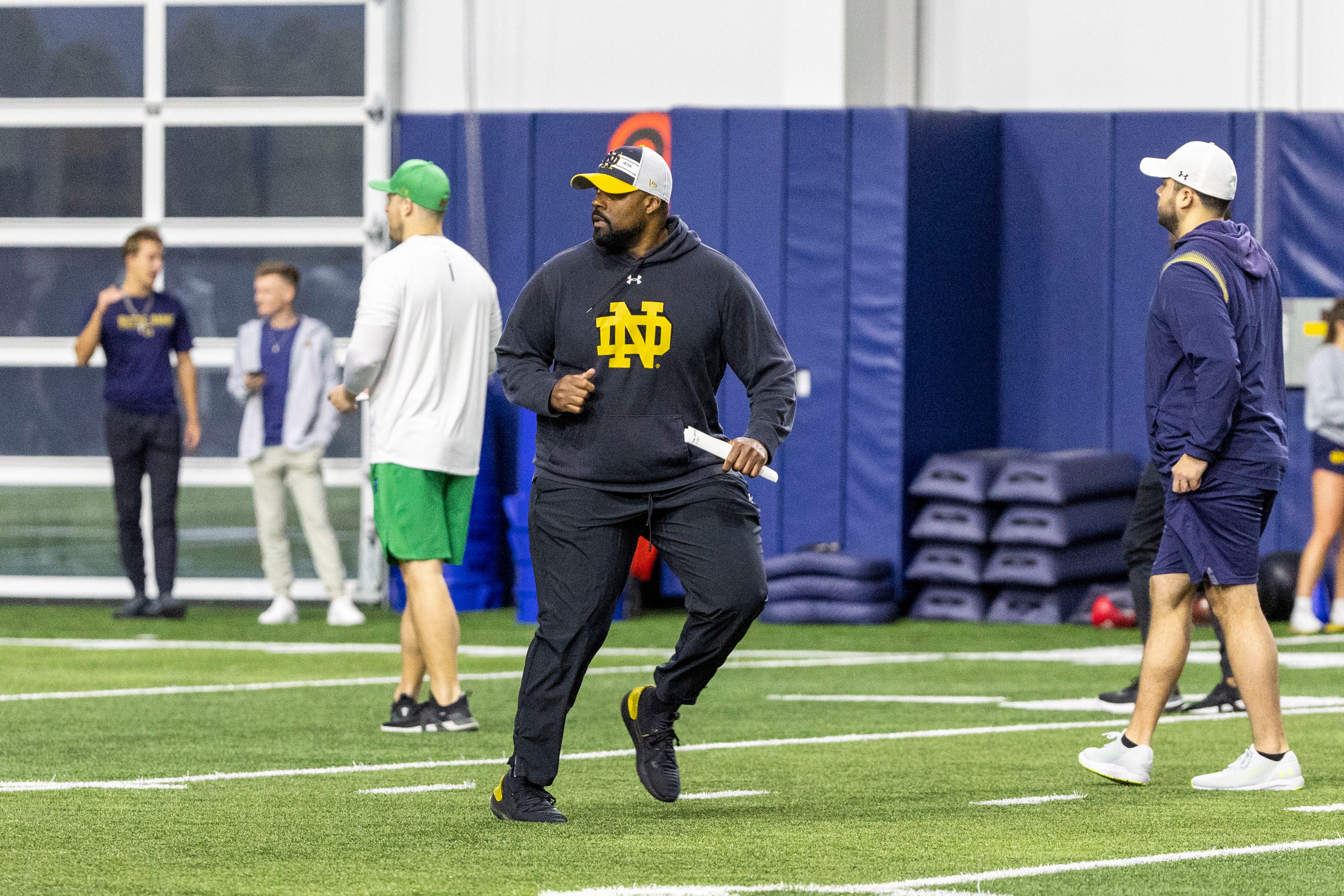 Notre Dame defensive line coach Al Washington during Notre Dame Spring Practice on Wednesday, March 22, 2023, at Irish Athletics Center in South Bend, Indiana. Ncaa Foorball 2023 Notre Dame Spring Practice