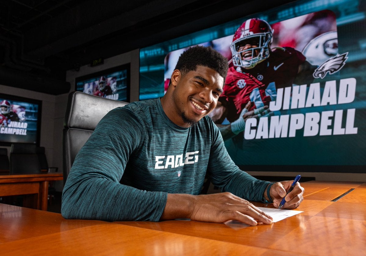 Philadelphia Eagles 2025 first-round pick Jihaad Campbell signs rookie deal