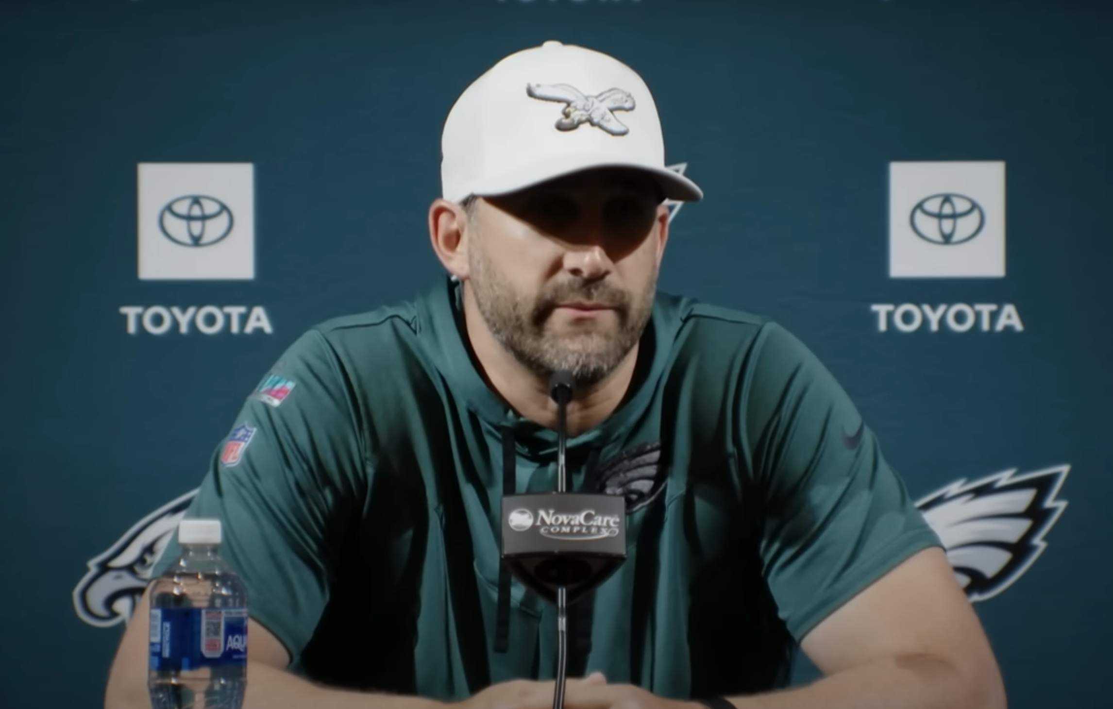 Philadelphia Eagles head coach Nick Sirianni speaks to the media during mandatory minicamp