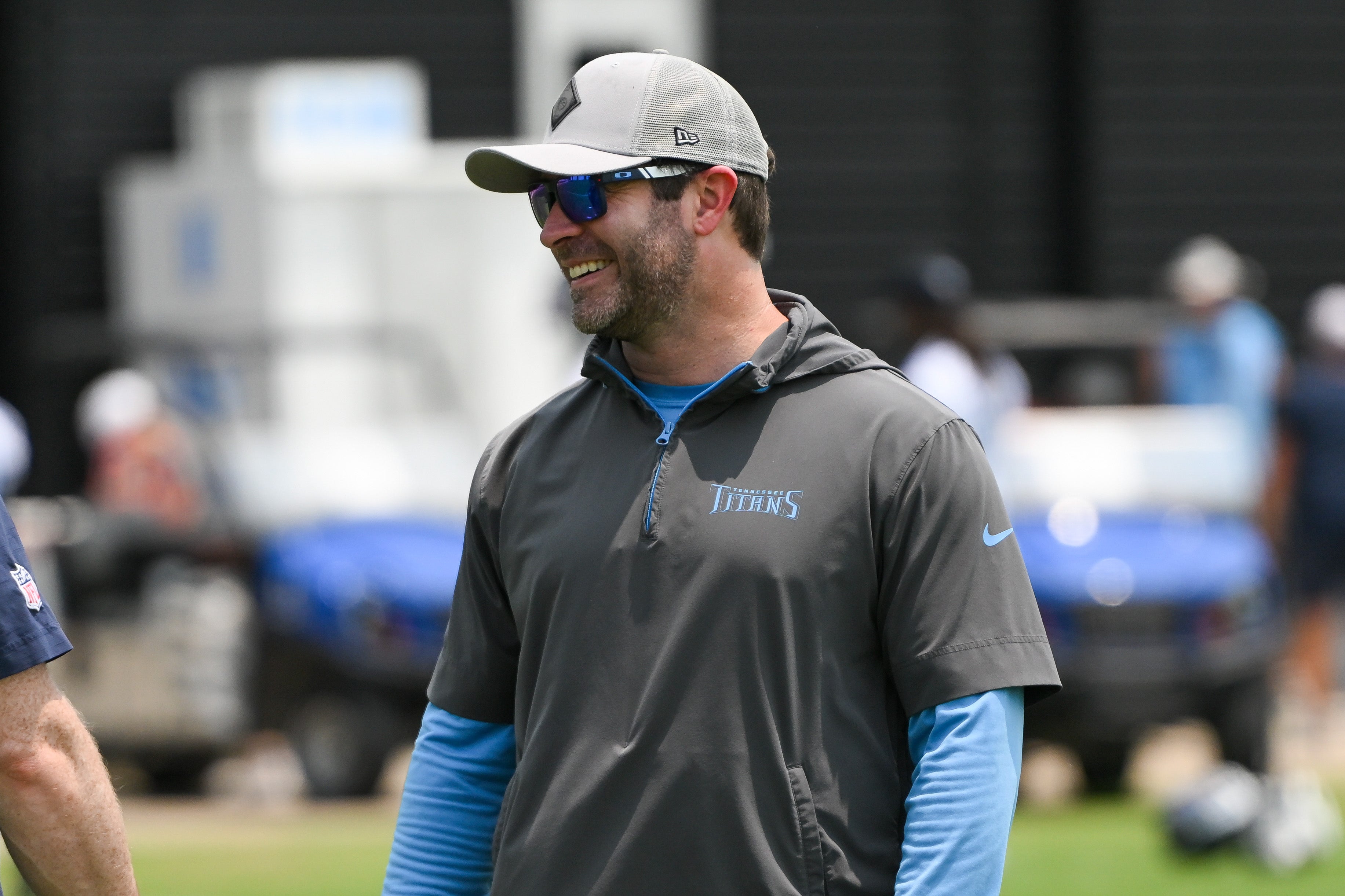 Jun 10, 2025; Nashville, TN, USA; Tennessee Titans head coach Brian Callahan during minicamp at Nissan Stadium. Mandatory Credit: Steve Roberts-Imagn Images