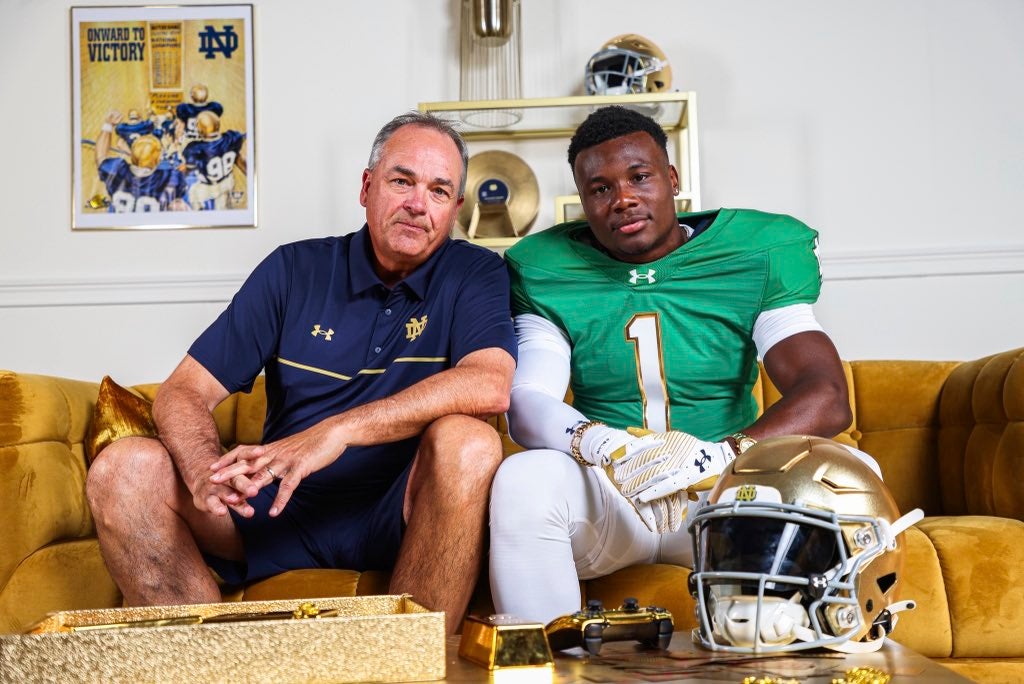 2026 Notre Dame RB commit Javian Osborne and offensive coordinator Mike Denbrock