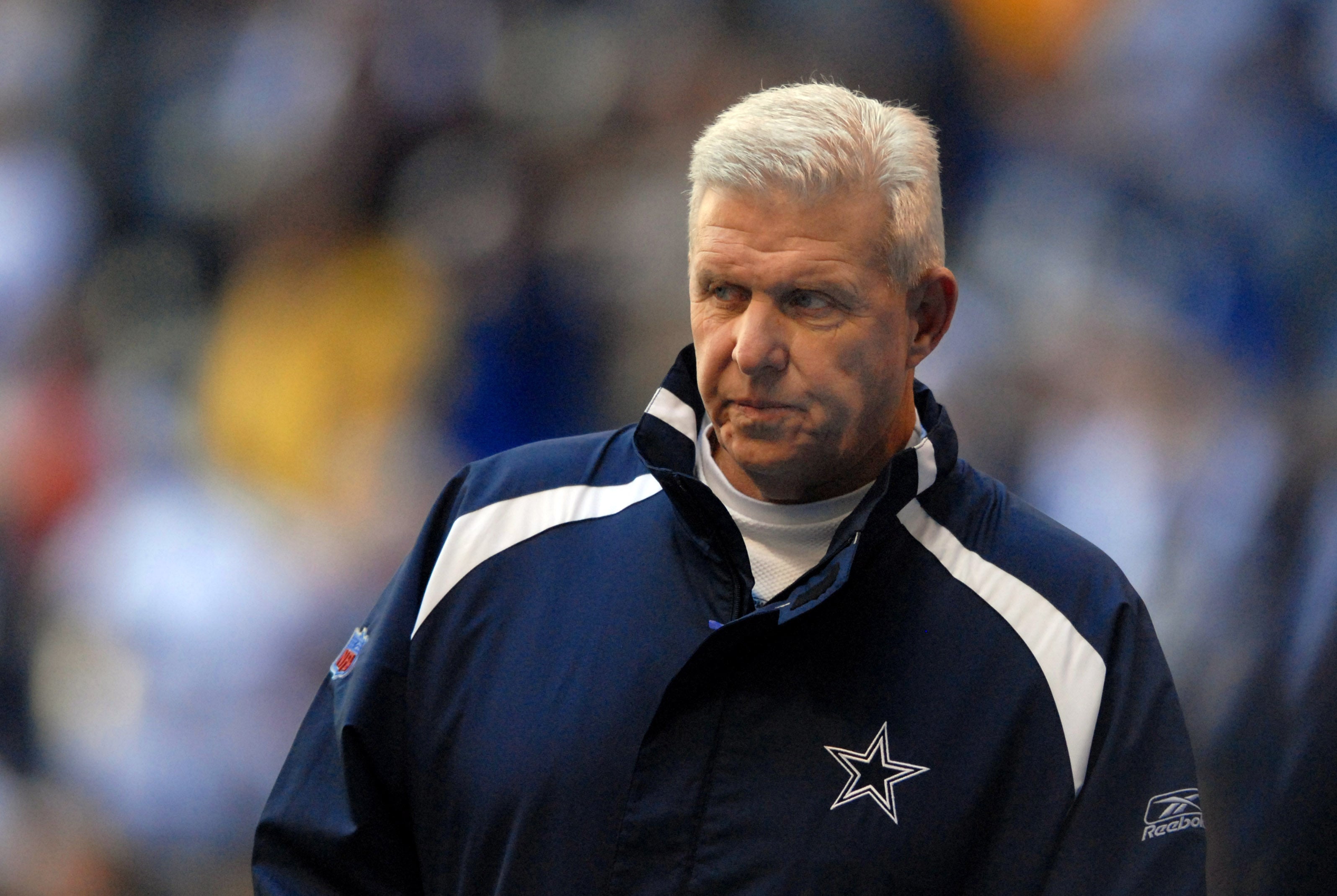 Dallas Cowboys head coach Bill Parcells before a game against the Philadelphia Eagles at Texas Stadium in Irving, Texas.