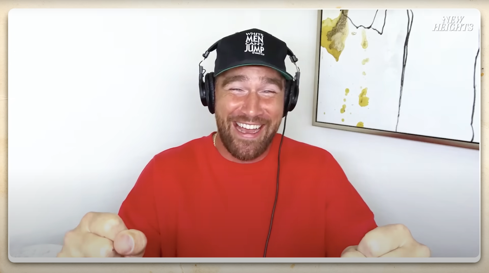 Chiefs TE Travis Kelce tells a story about rookie LT Josh Simmons to Jason Kelce and Trey Smith on episode 144 of New Heights.