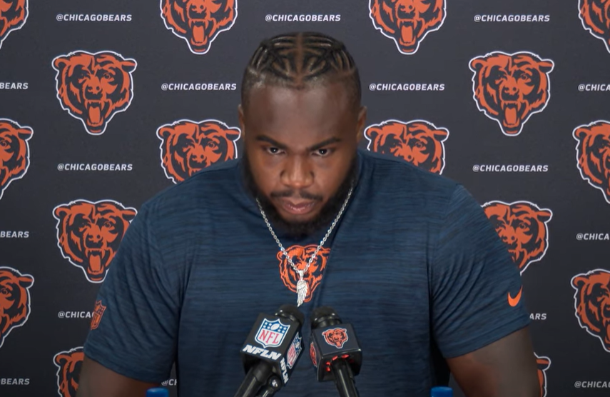 Grady Jarrett speaks with reporters ahead of training camp.