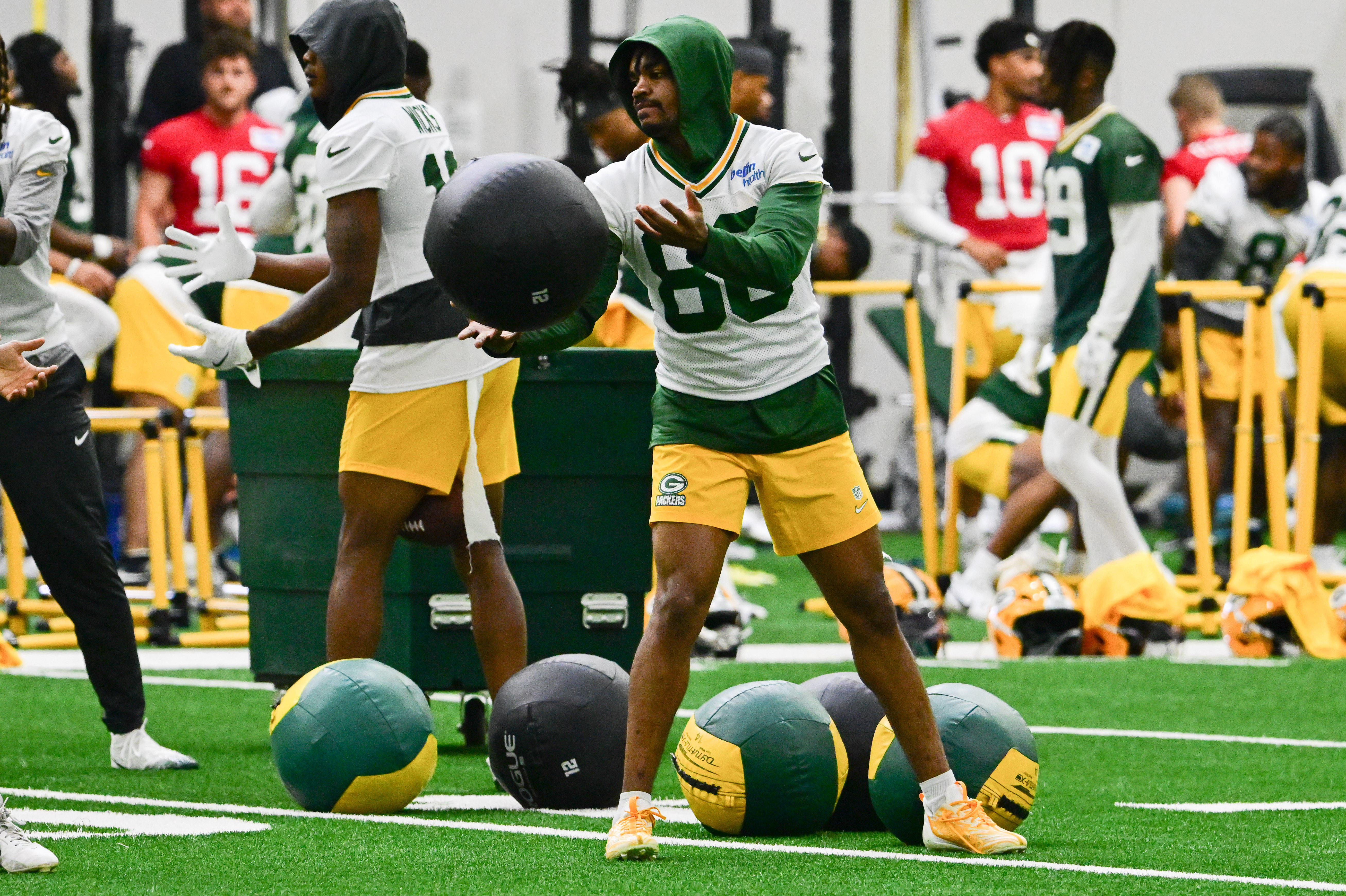 Green Bay Packers wide receiver Bo Melton (80) participates in the team's minicamp at Ray Nitschke Field.