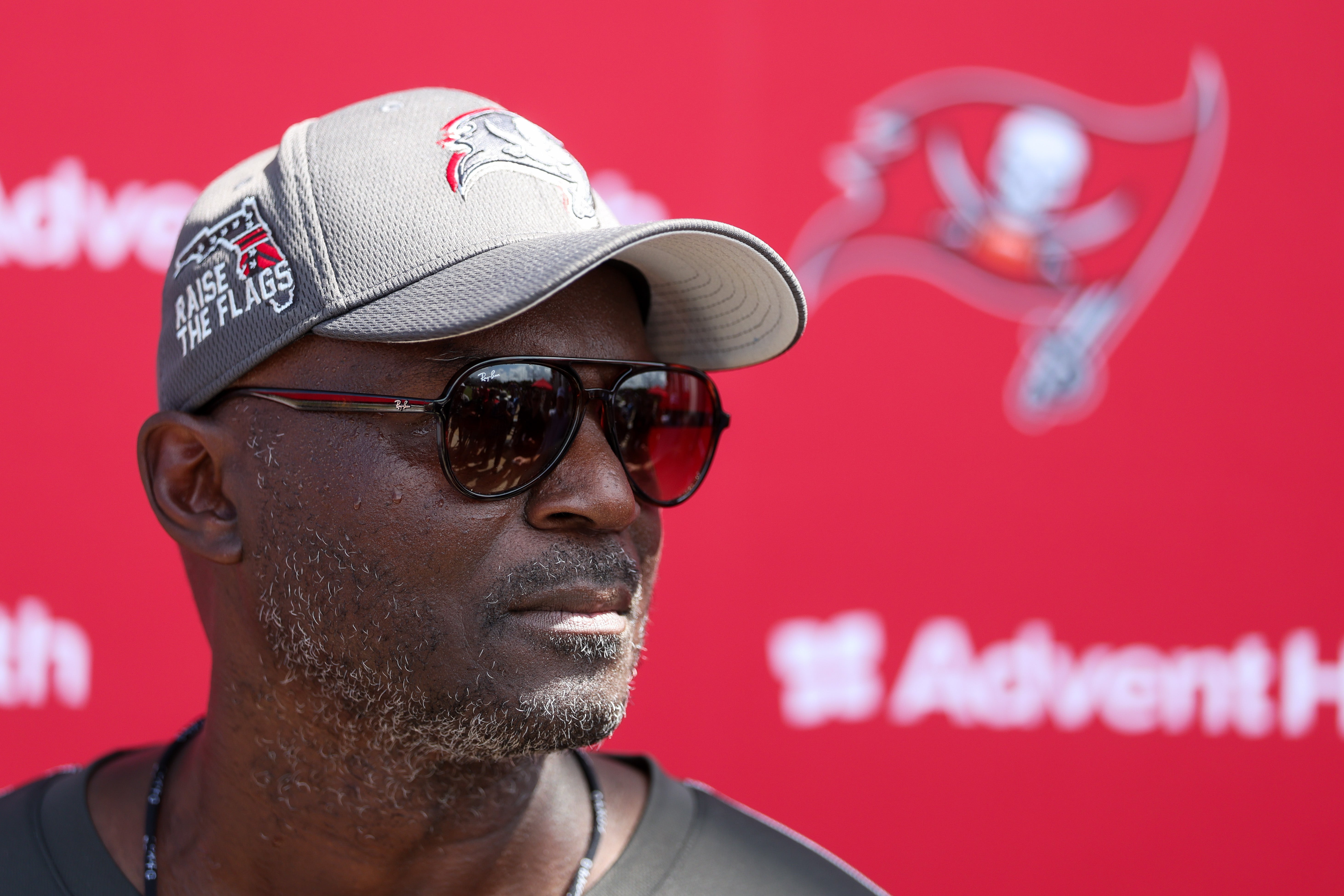 Jun 10, 2025; Tampa Bay, FL, USA; Tampa Bay Buccaneers head coach Todd Bowles gives a press conference after mini camp at AdventHealth Training Center.
