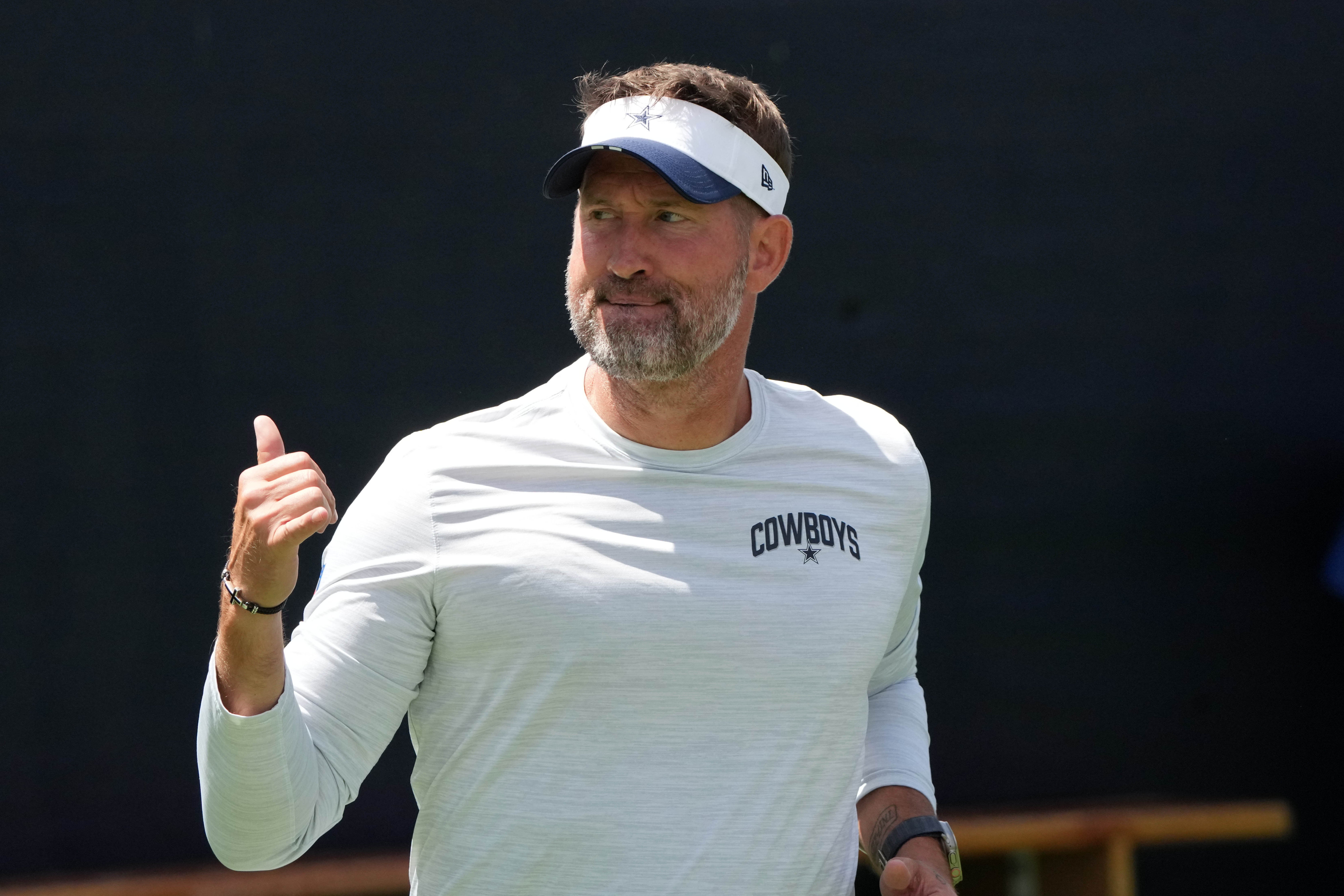 Dallas Cowboys coach Brian Schottenheimer at training camp at the River Ridge Fields.