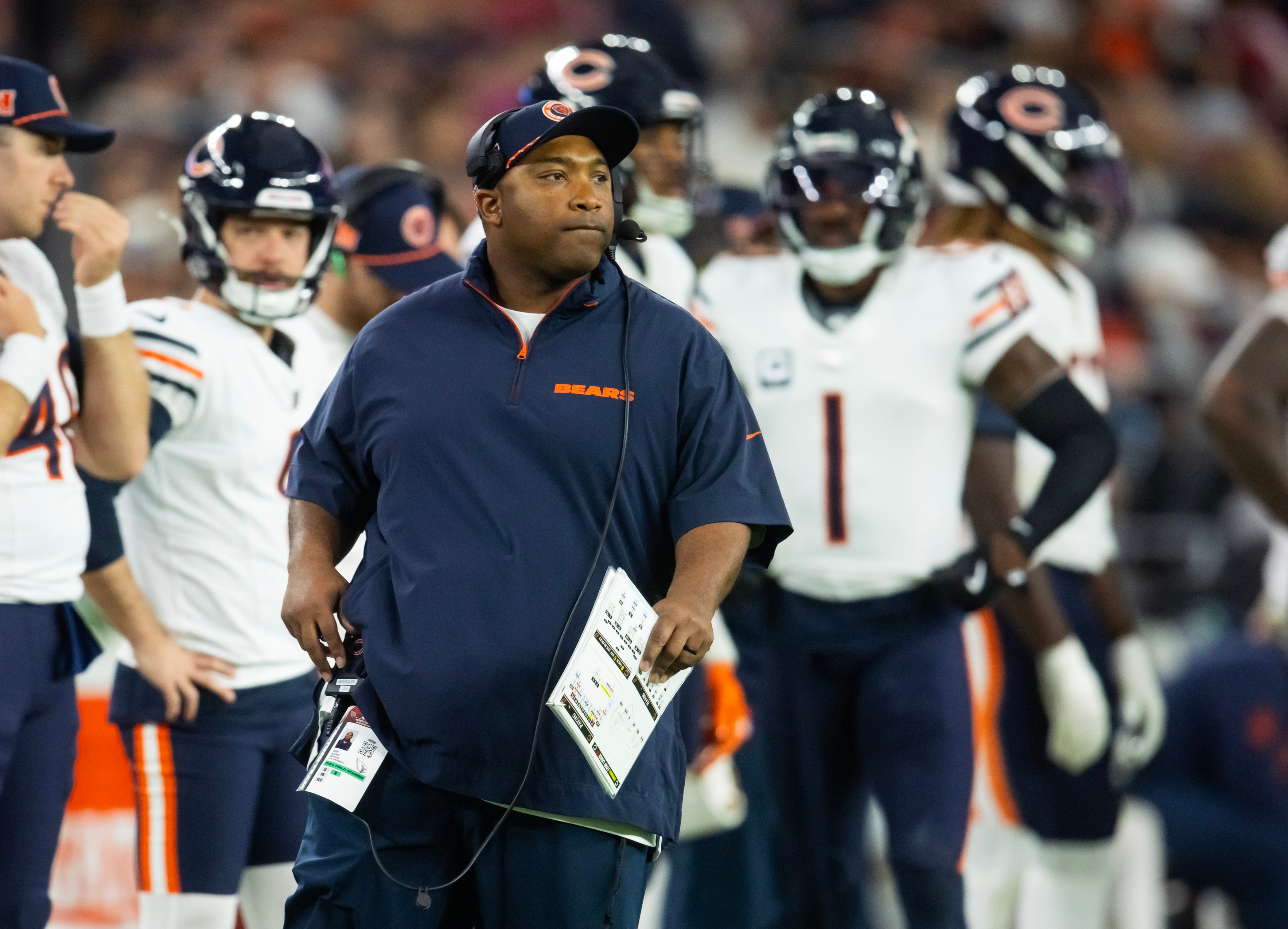 Chicago Bears special teams coordinator Richard Hightower against the Arizona Cardinals at State Farm Stadium.