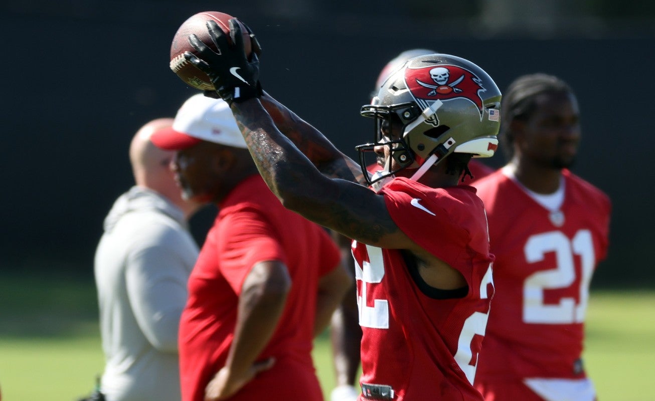 Tampa, FL, USA; Tampa Bay Buccaneers cornerback Kindle Vildor (22) works out at One Buc Place.