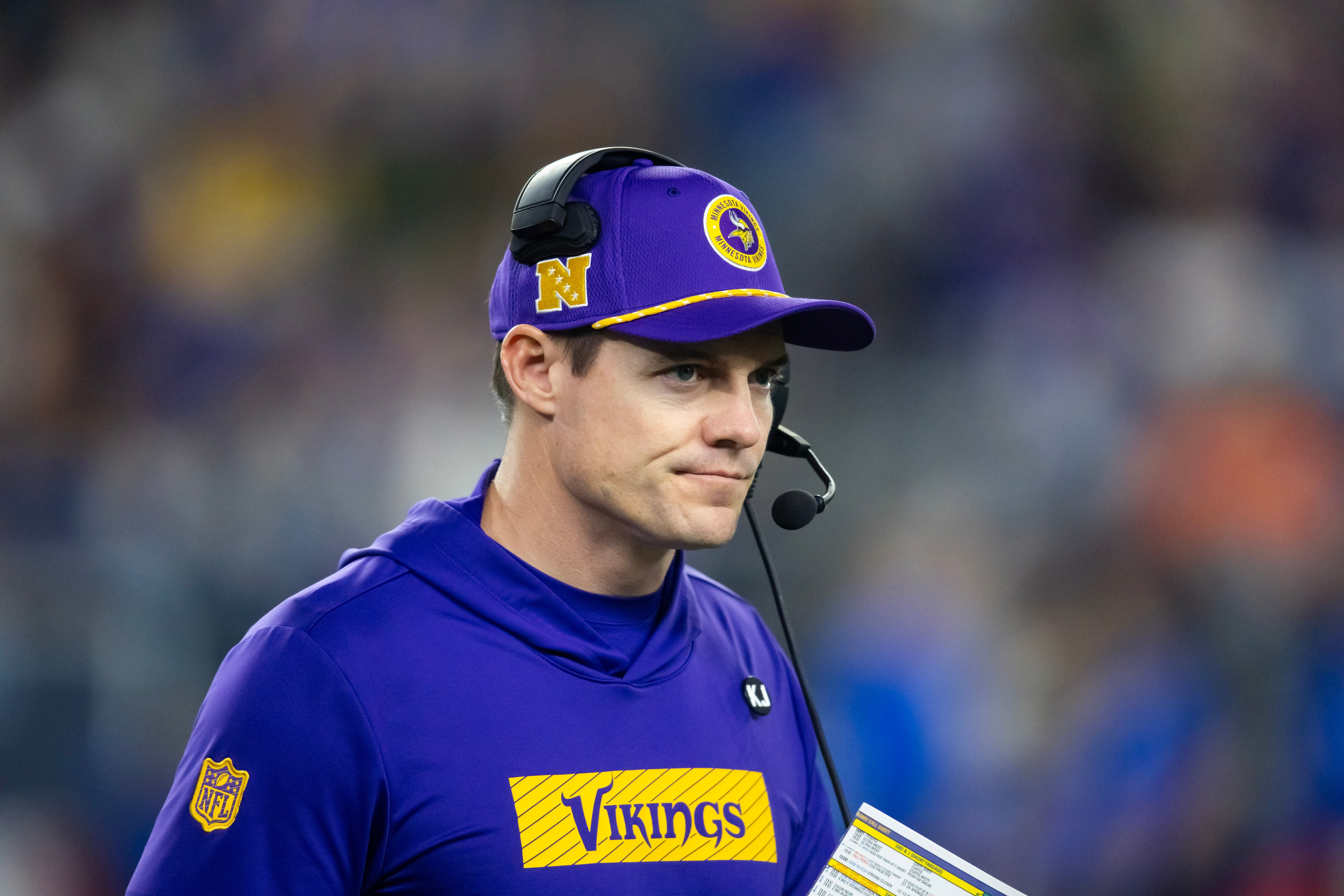 Jan 13, 2025; Glendale, AZ, USA; Minnesota Vikings head coach Kevin O'Connell against the Los Angeles Rams during an NFC wild card game at State Farm Stadium.