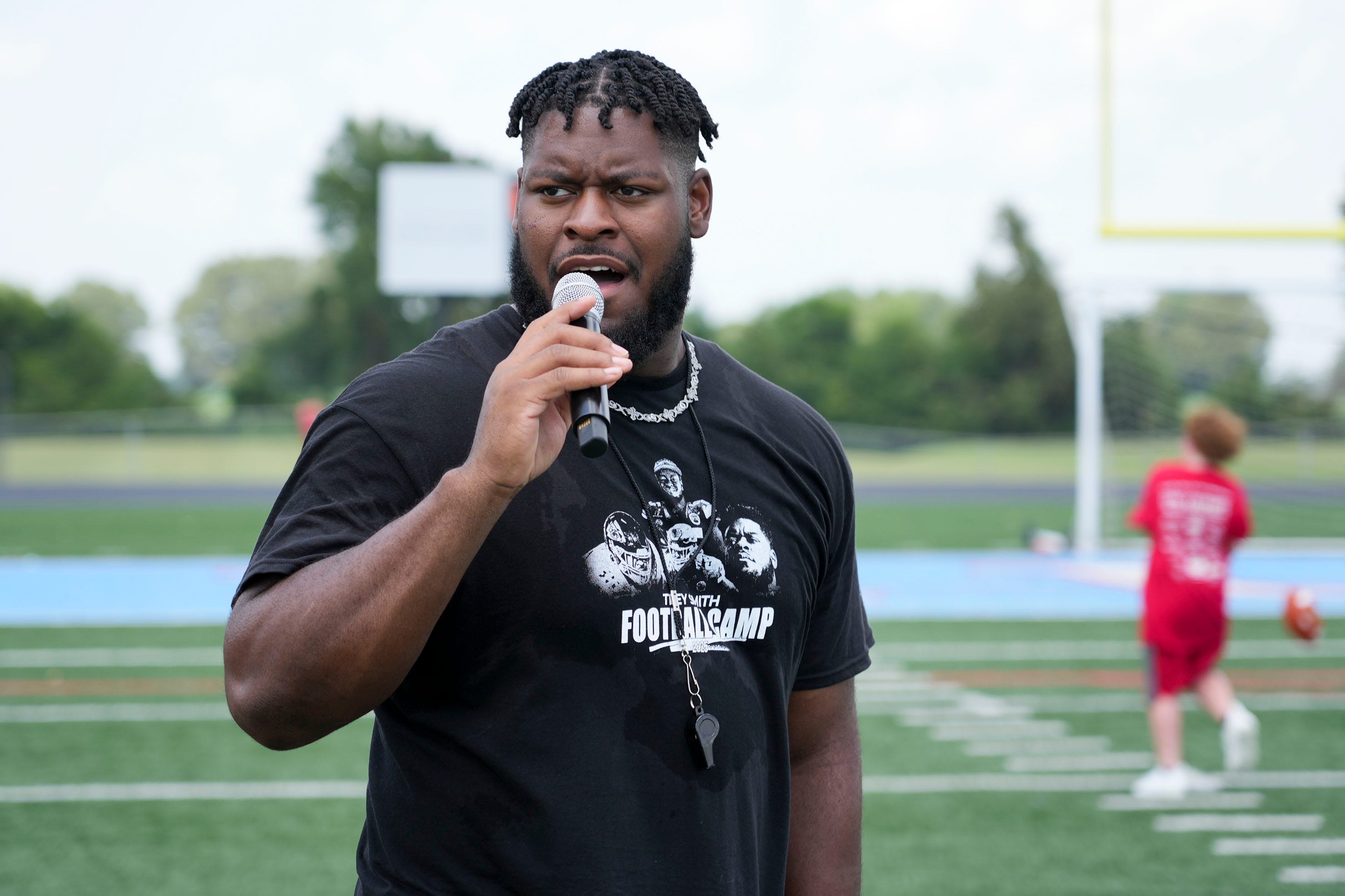 Trey Smith during Trey Smith's football camp hosted at his alma mater University School of Jackson in Jackson, Tenn., on Saturday, June. 21, 2025.