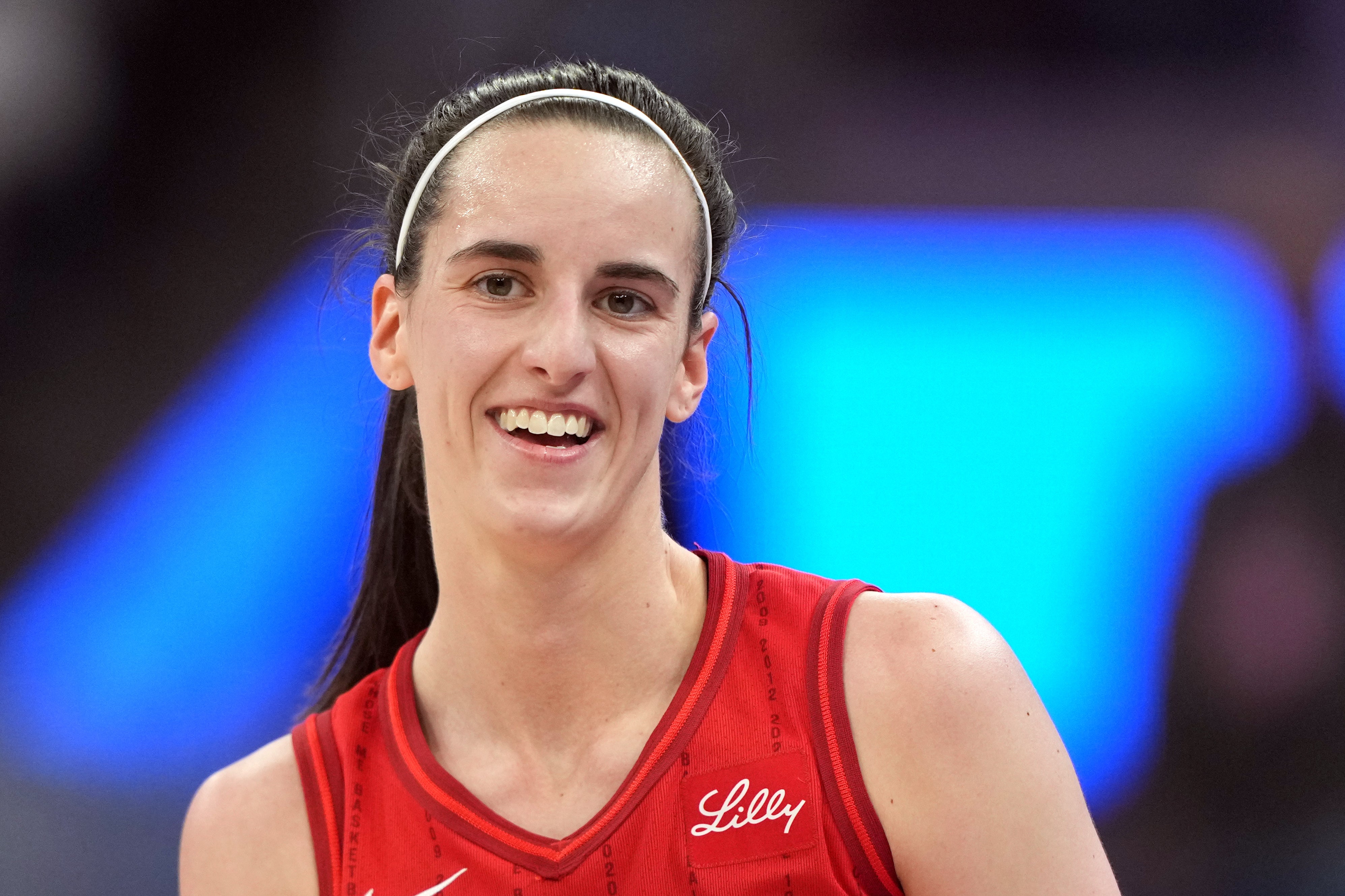 Jun 19, 2025; San Francisco, California, USA; Indiana Fever guard Caitlin Clark (22) during the second quarter against the Golden State Valkyries at Chase Center.