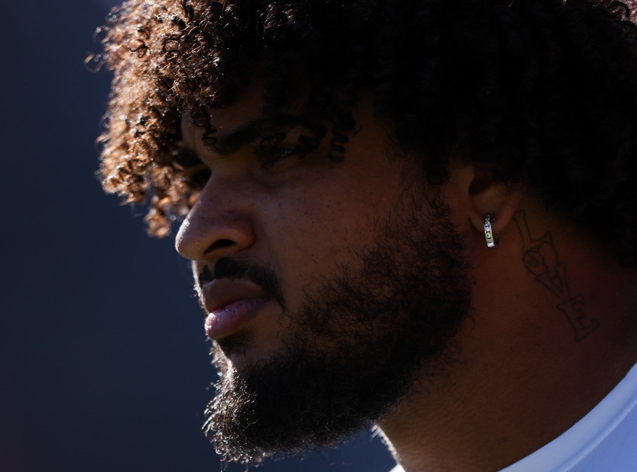 Jan 5, 2025; Tampa, Florida, USA; Tampa Bay Buccaneers offensive tackle Tristan Wirfs (78) warms up before a game against the New Orleans Saints at Raymond James Stadium.