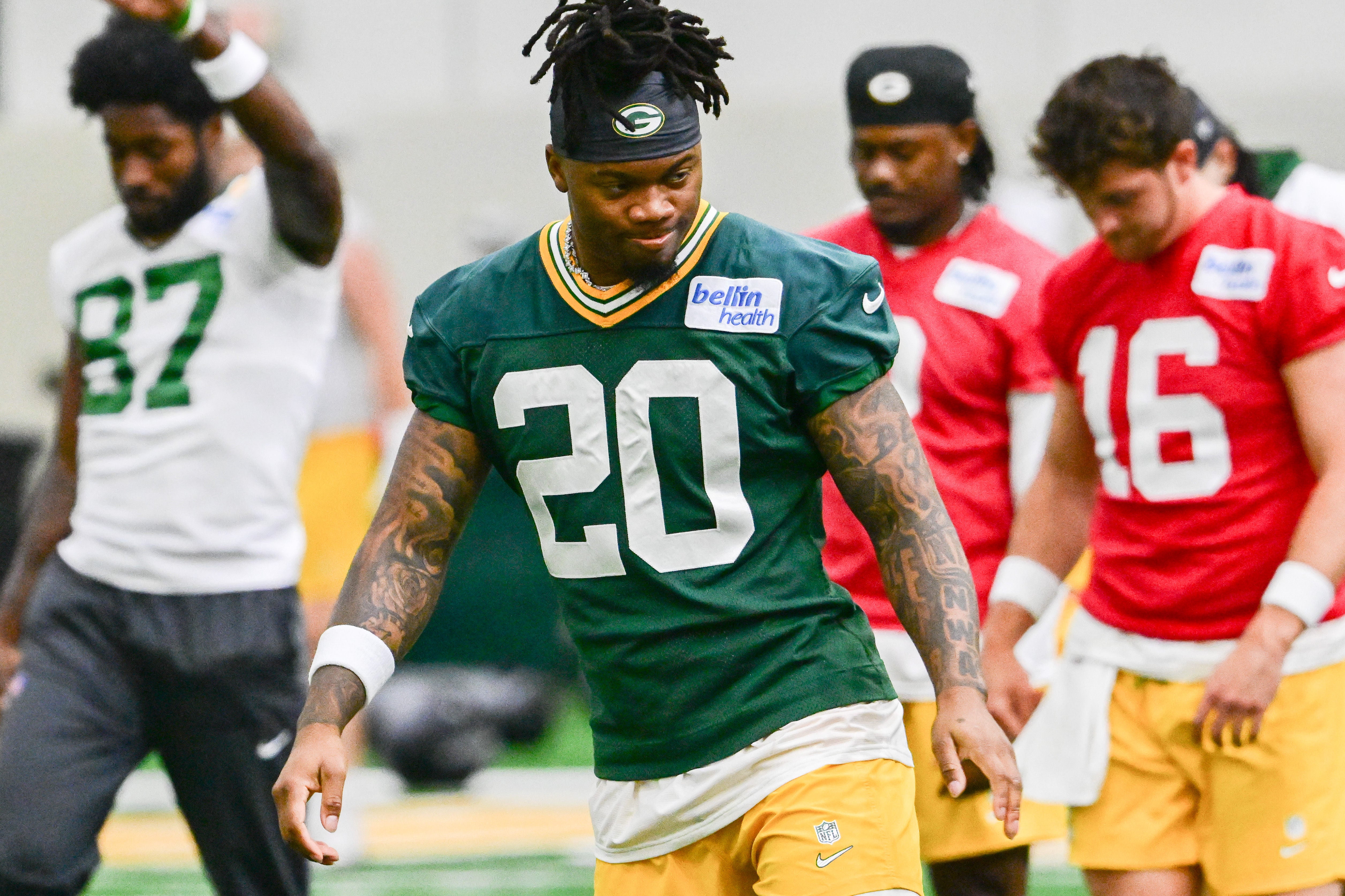 Green Bay Packers safety Javon Bullard (20) participates in the team's minicamp at Ray Nitschke Field.