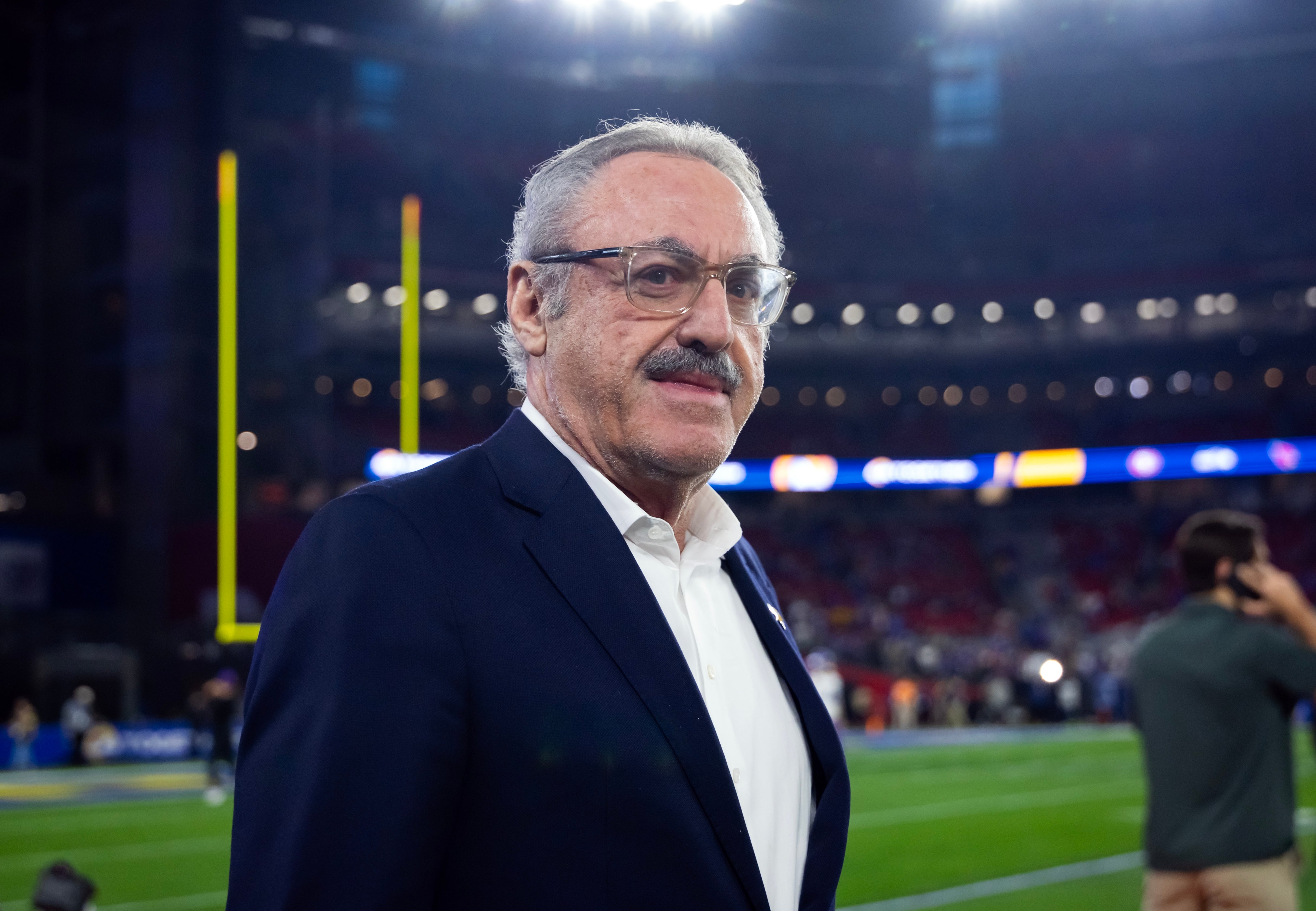 Jan 13, 2025; Glendale, AZ, USA; Minnesota Vikings owner/chairman Zygi Wilf prior to the game against the Los Angeles Rams during an NFC wild card game at State Farm Stadium.