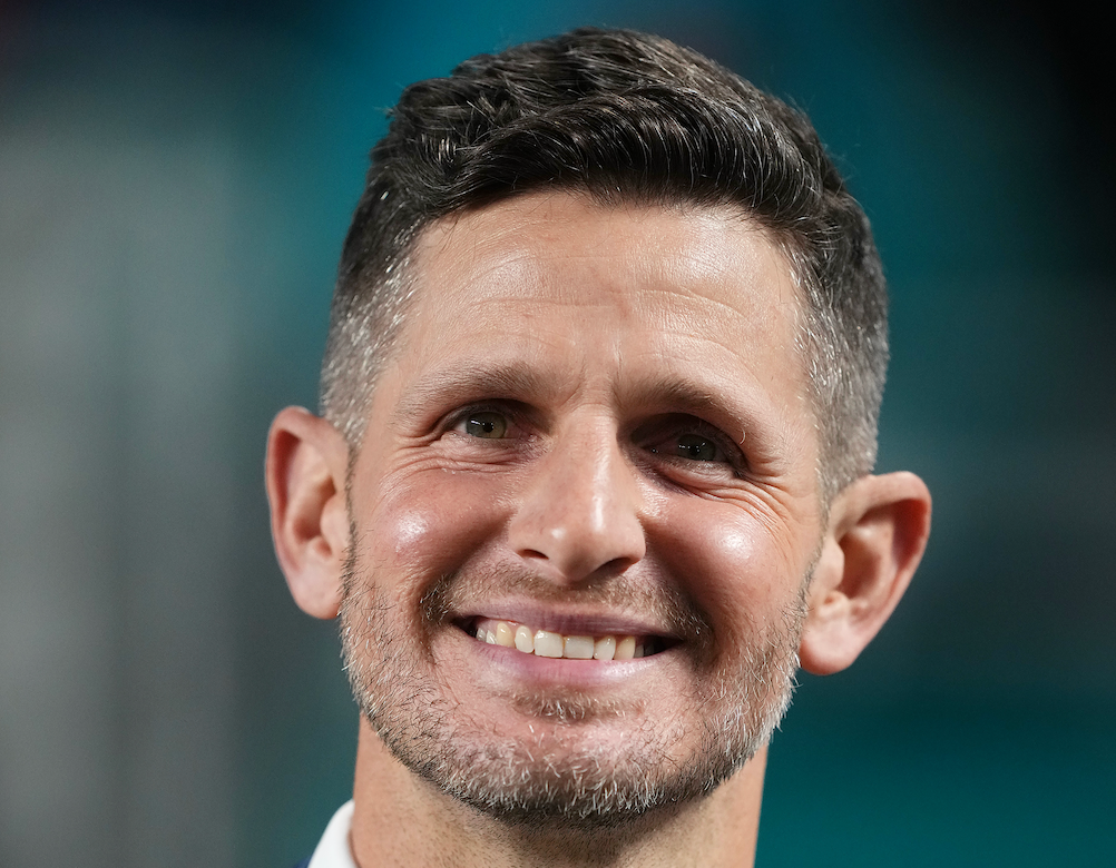 Dec 11, 2023; Miami Gardens, Florida, USA; ESPN football analyst Dan Orlovsky stands on the sideline prior to the game between the Miami Dolphins and the Tennessee Titans at Hard Rock Stadium.