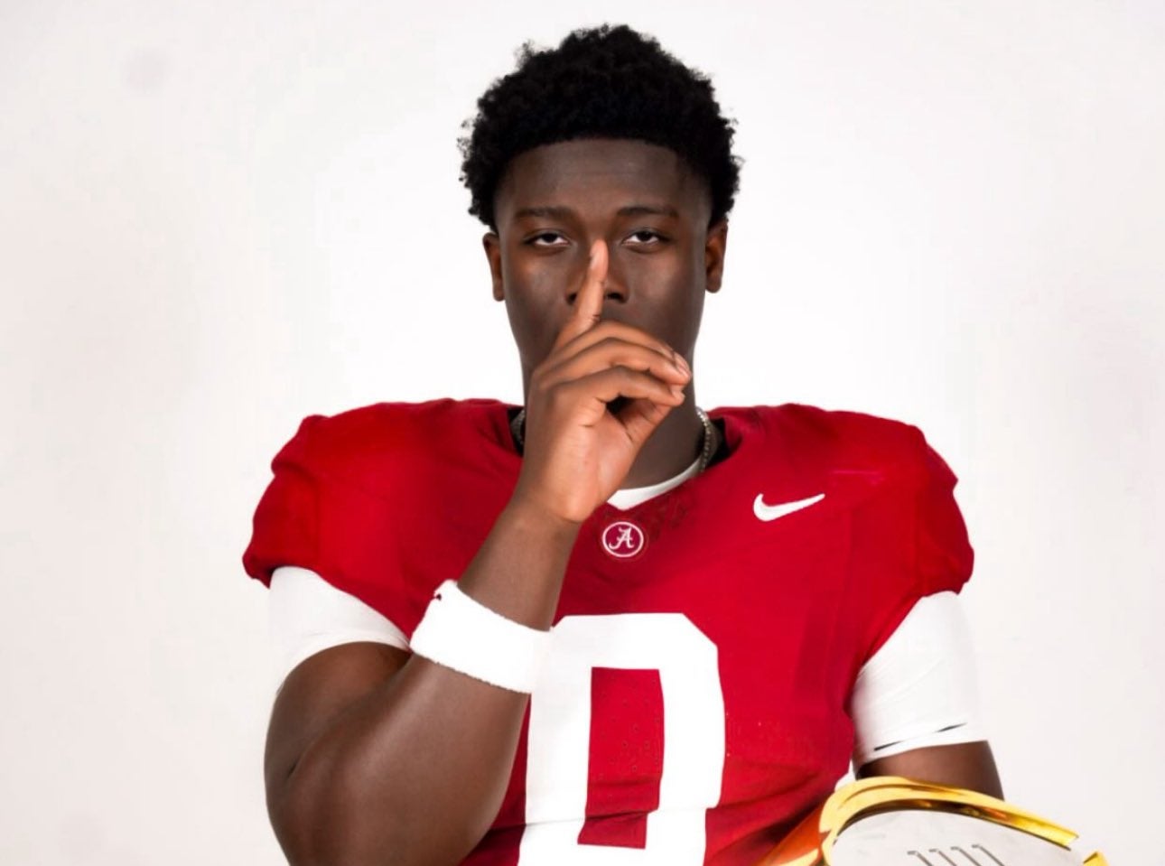 Five-star EDGE Anthony "Tank" Jones on his official visit to Alabama. Photo via Jones' Instagram account (@_tankjones)