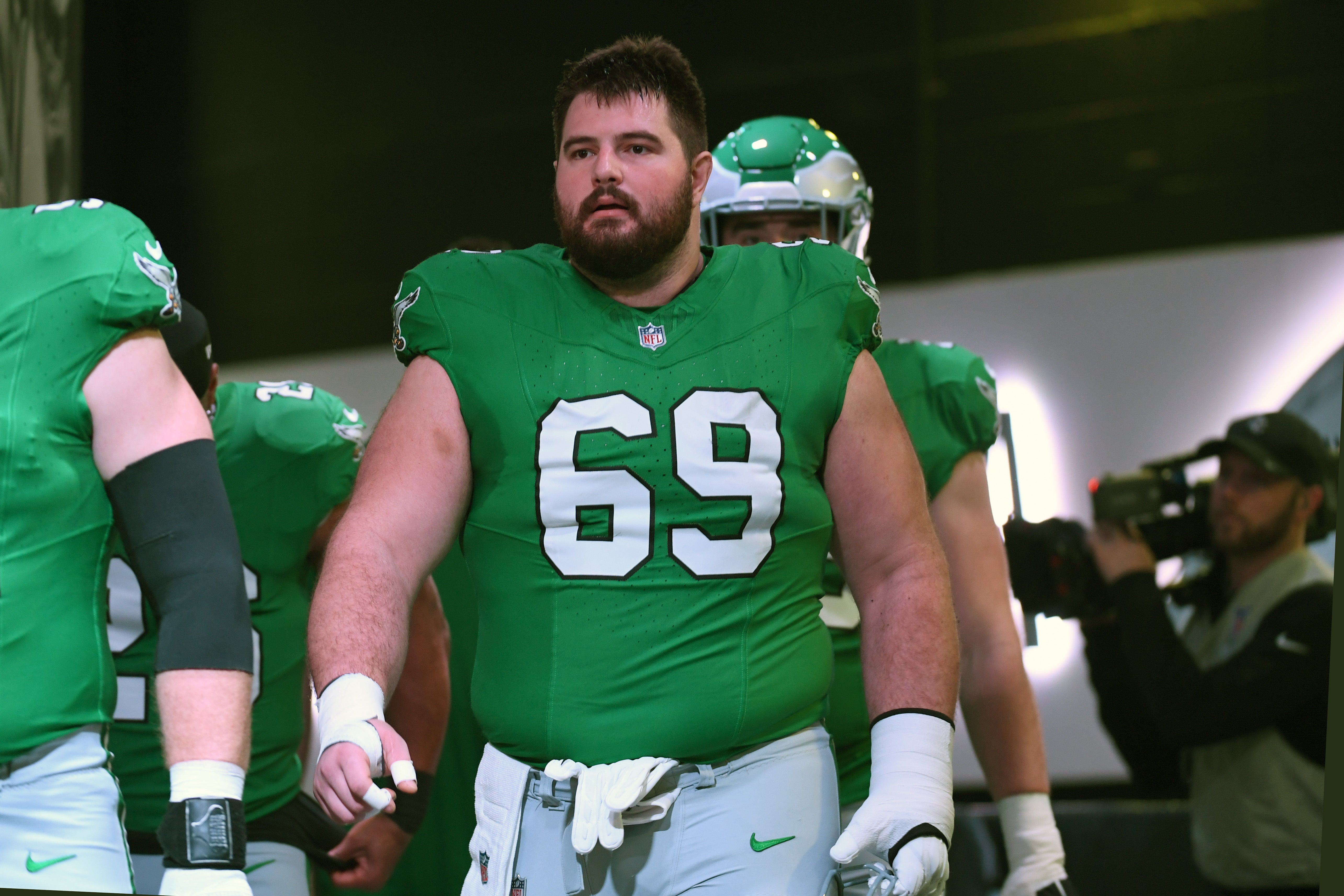 Philadelphia Eagles guard Landon Dickerson (69) in the tunnel against the Dallas Cowboys at Lincoln Financial Field.