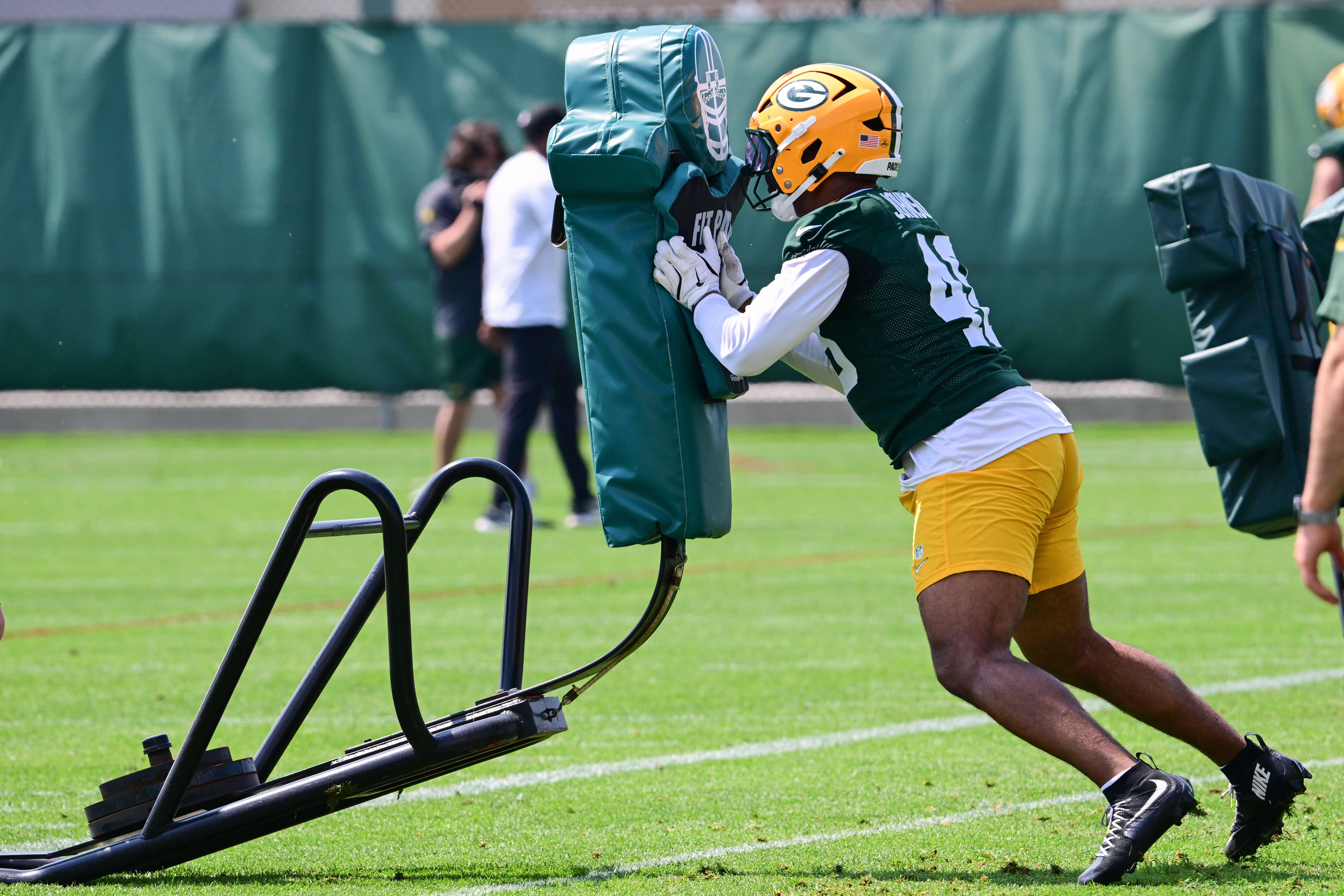 Green Bay Packers linebacker Jamon Dumas-Johnson (48) participates in the team's minicamp at Ray Nitschke Field. 
