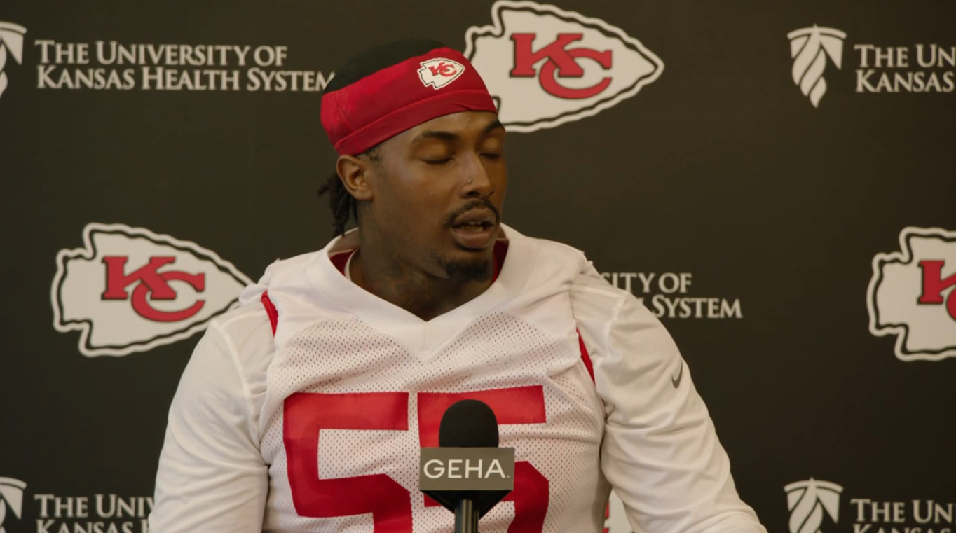 Omarr Norman-Lott speaks to the media at Kansas City Chiefs rookie minicamp.