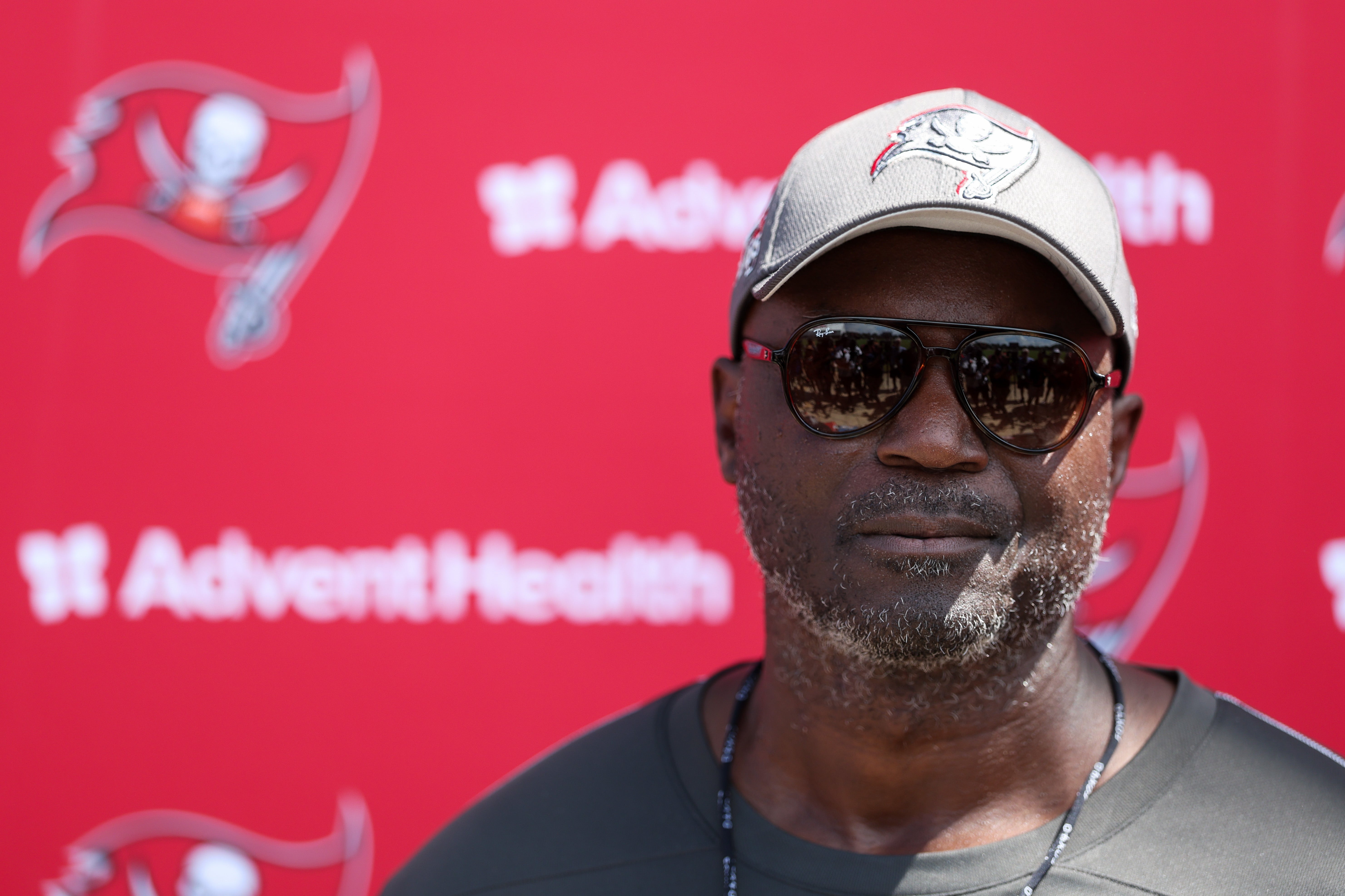 Jun 10, 2025; Tampa Bay, FL, USA; Tampa Bay Buccaneers head coach Todd Bowles gives a press conference after mini camp at AdventHealth Training Center.