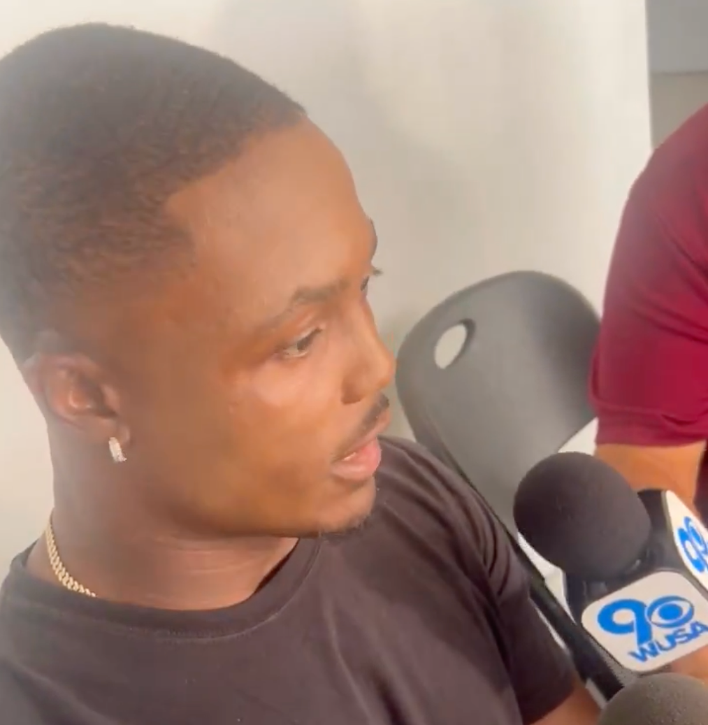 Terry McLaurin talks to reporters about his contract situation with the Commanders.