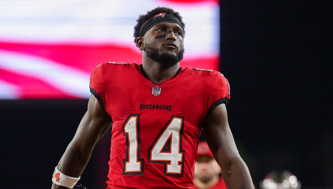 Oct 21, 2024; Tampa, Florida, USA; Tampa Bay Buccaneers wide receiver Chris Godwin (14) looks on before a game against theBaltimore Ravens at Raymond James Stadium.