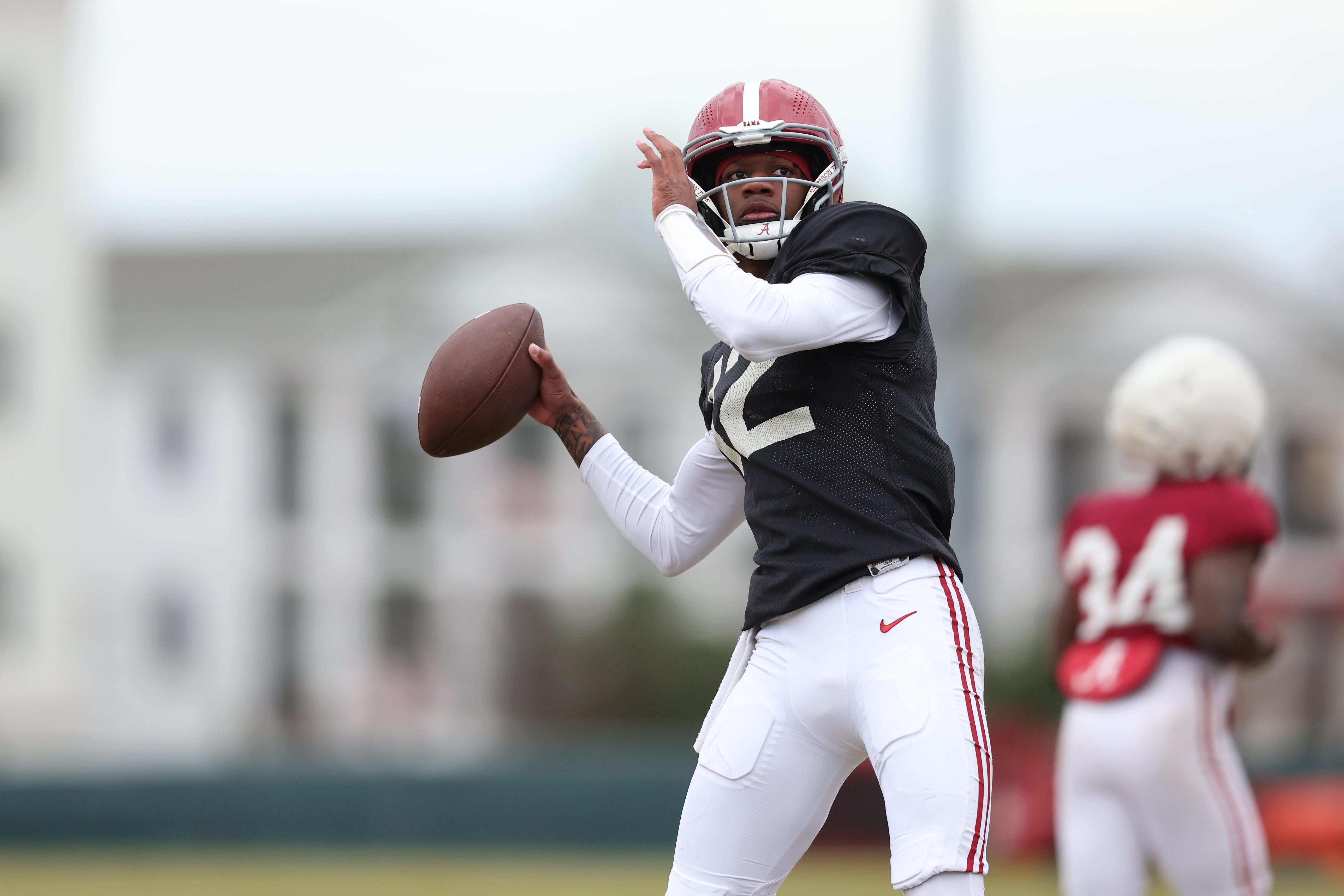 Freshman quarterback Keelon Russell goes through his spring practice for Alabama. Photo credit: Alabama Athletics