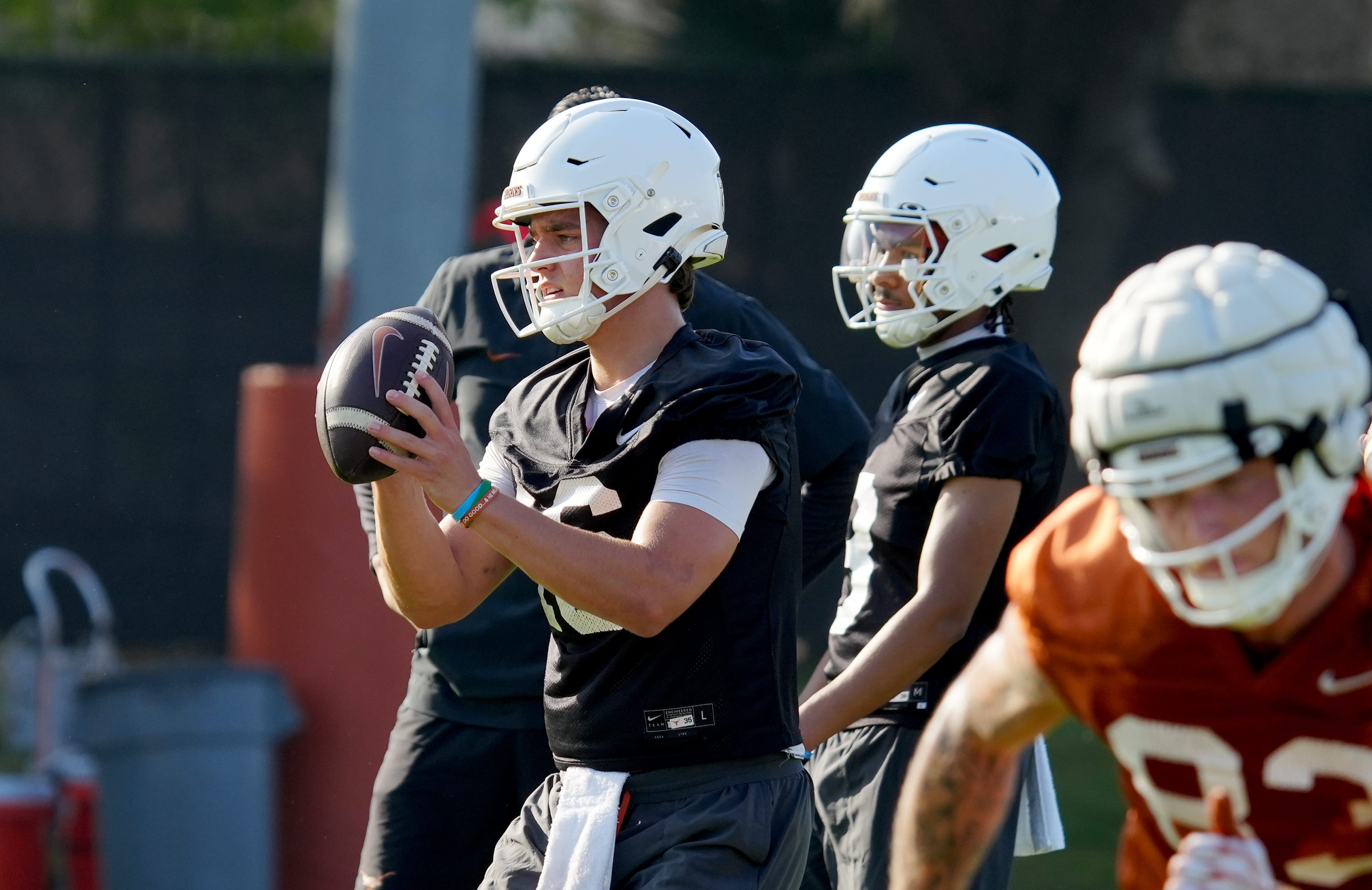 Texas Longhorns quarterback, Arch Manning during his first practice of the spring season on Tuesday, March 25, 2025.