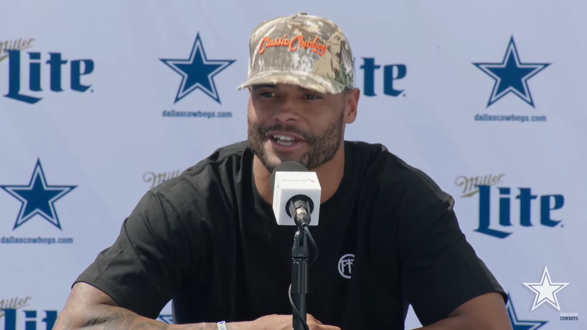 Dallas Cowboys QB Dak Prescott talks to the media about La'el Collins.