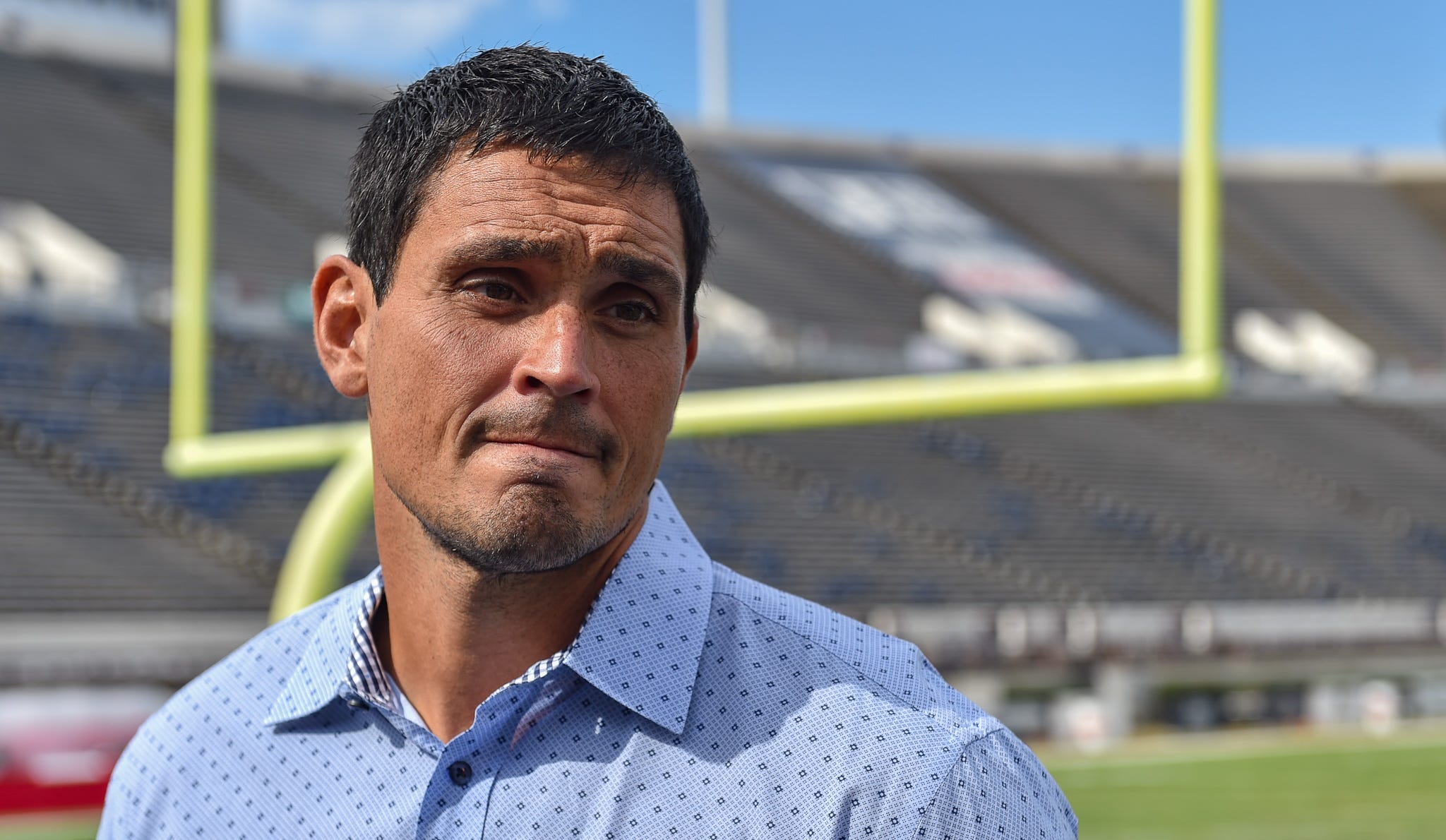 David Pollack, ESPN college football analyst and former NFL linebacker, speaks to the media ahead of GameDay at Veterans Memorial Stadium in Jackson, Miss., Friday, October 28, 2022. Jackson State wil... Hannah Mattix/Clarion Ledger-USA TODAY NETWORK