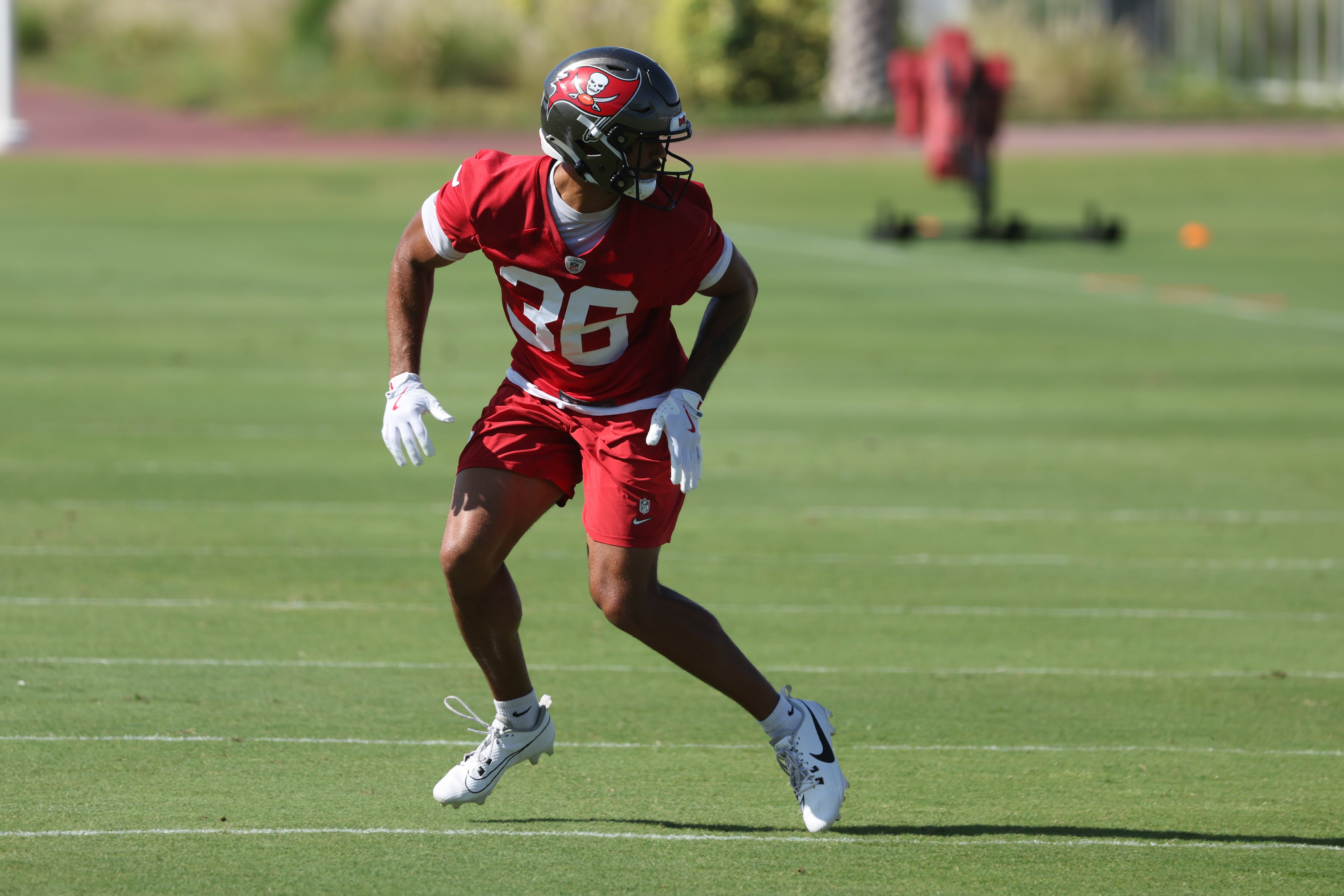 Tampa, FL, USA; Tampa Bay Buccaneers safety J.J. Roberts (36) works out at One Buc Place.
