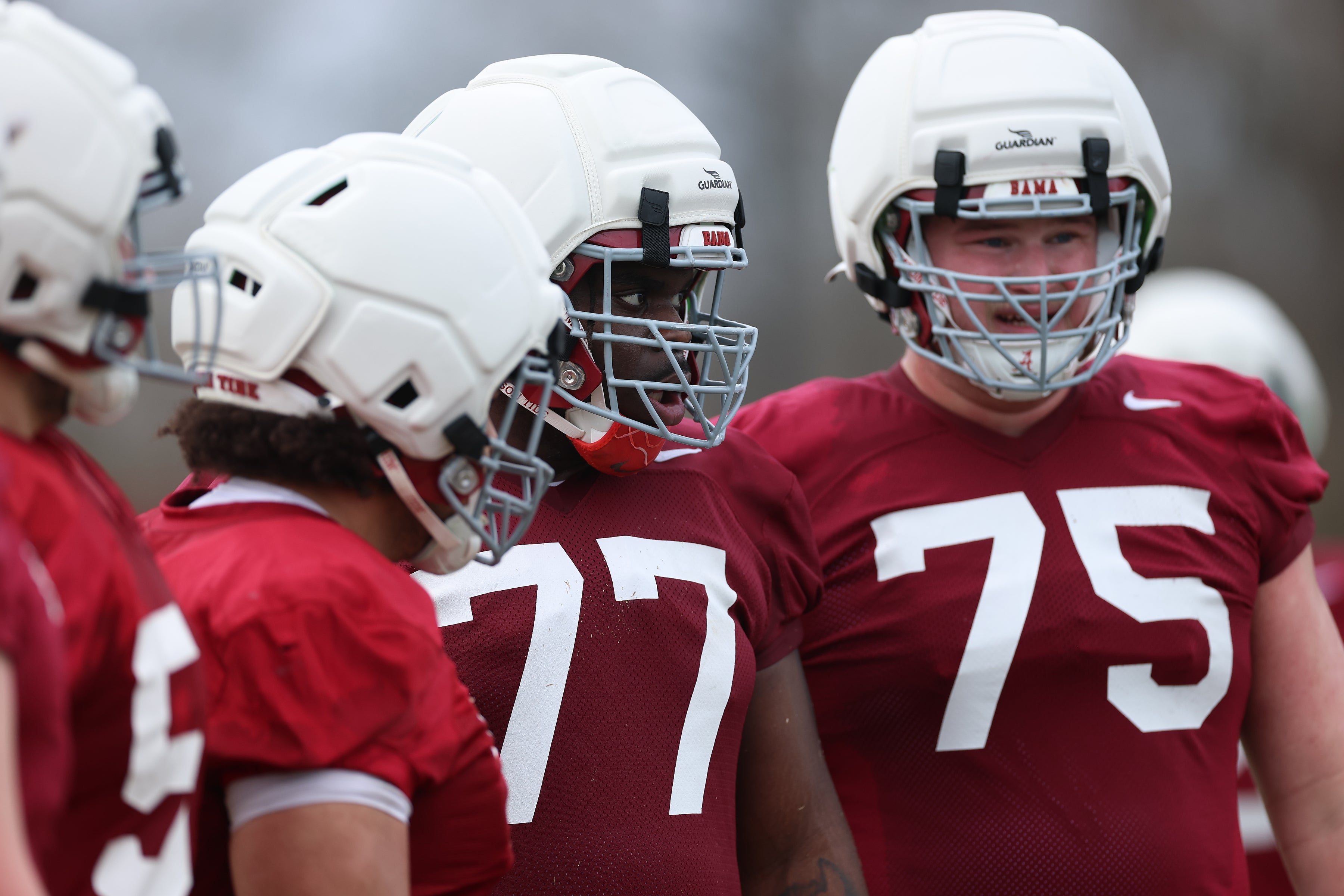 Alabama offensive linemen Jaeden Roberts and Wilkin Formby