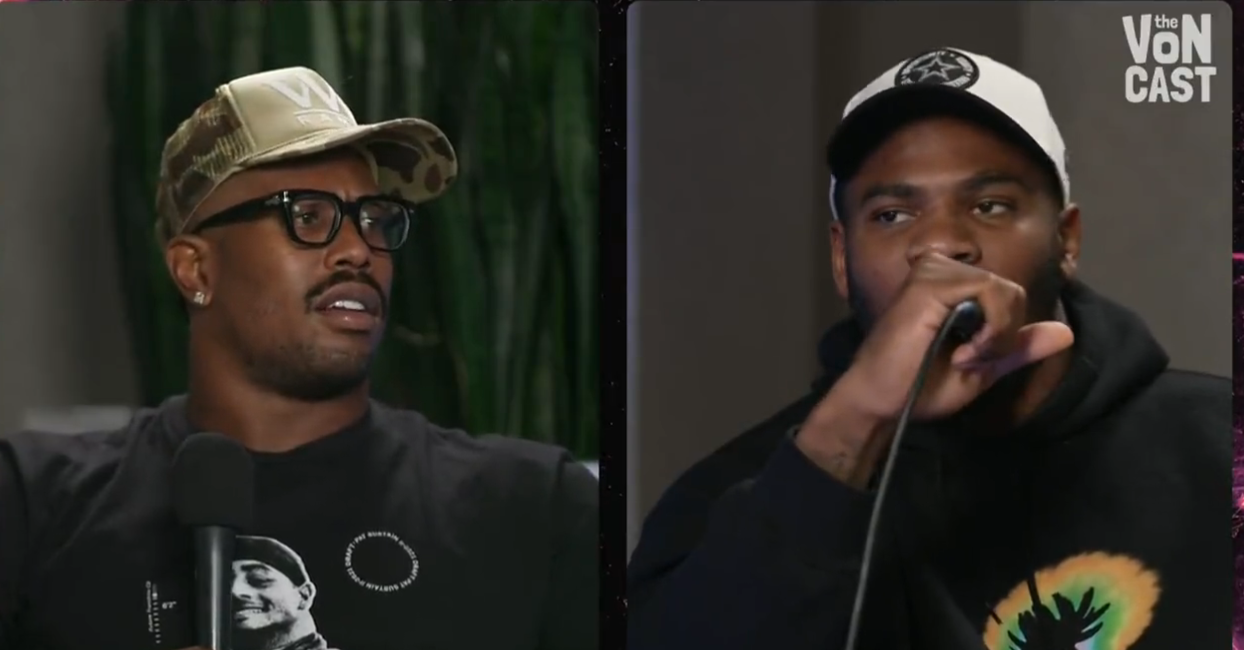 Washington Commanders LB Von Miller talks with Dallas Cowboys LB Micah Parsons about Josh Allen