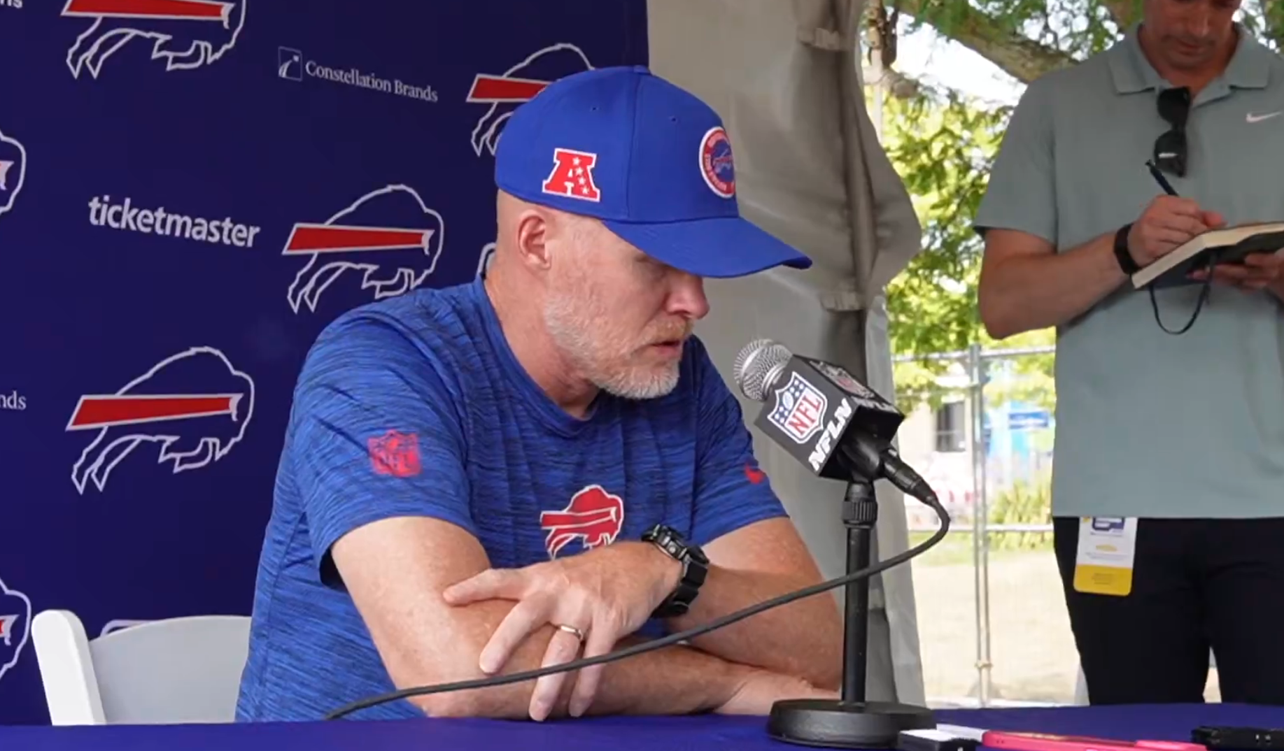 Buffalo Bills HC Sean McDermott speaking to the media