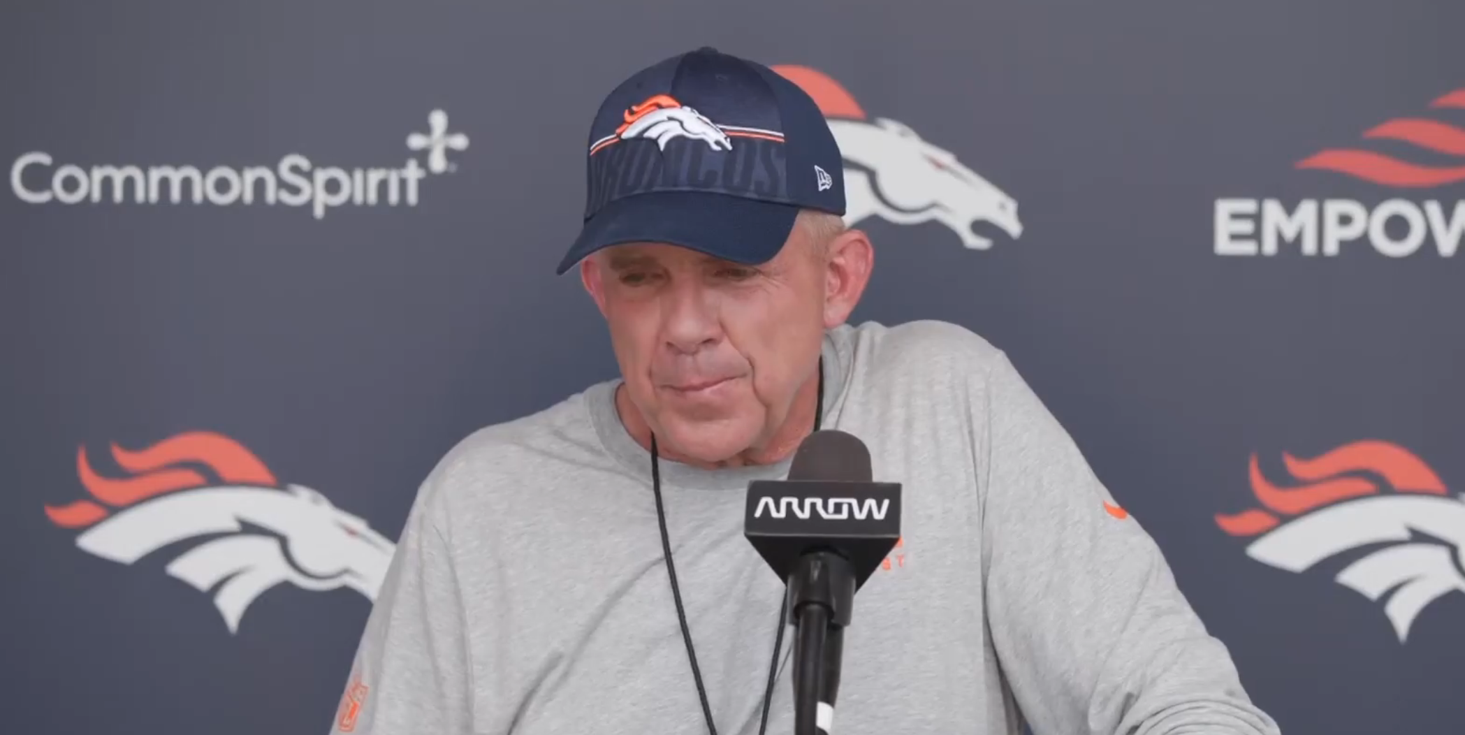 Denver Broncos Head Coach Sean Payton opens up to the media following training camp practice