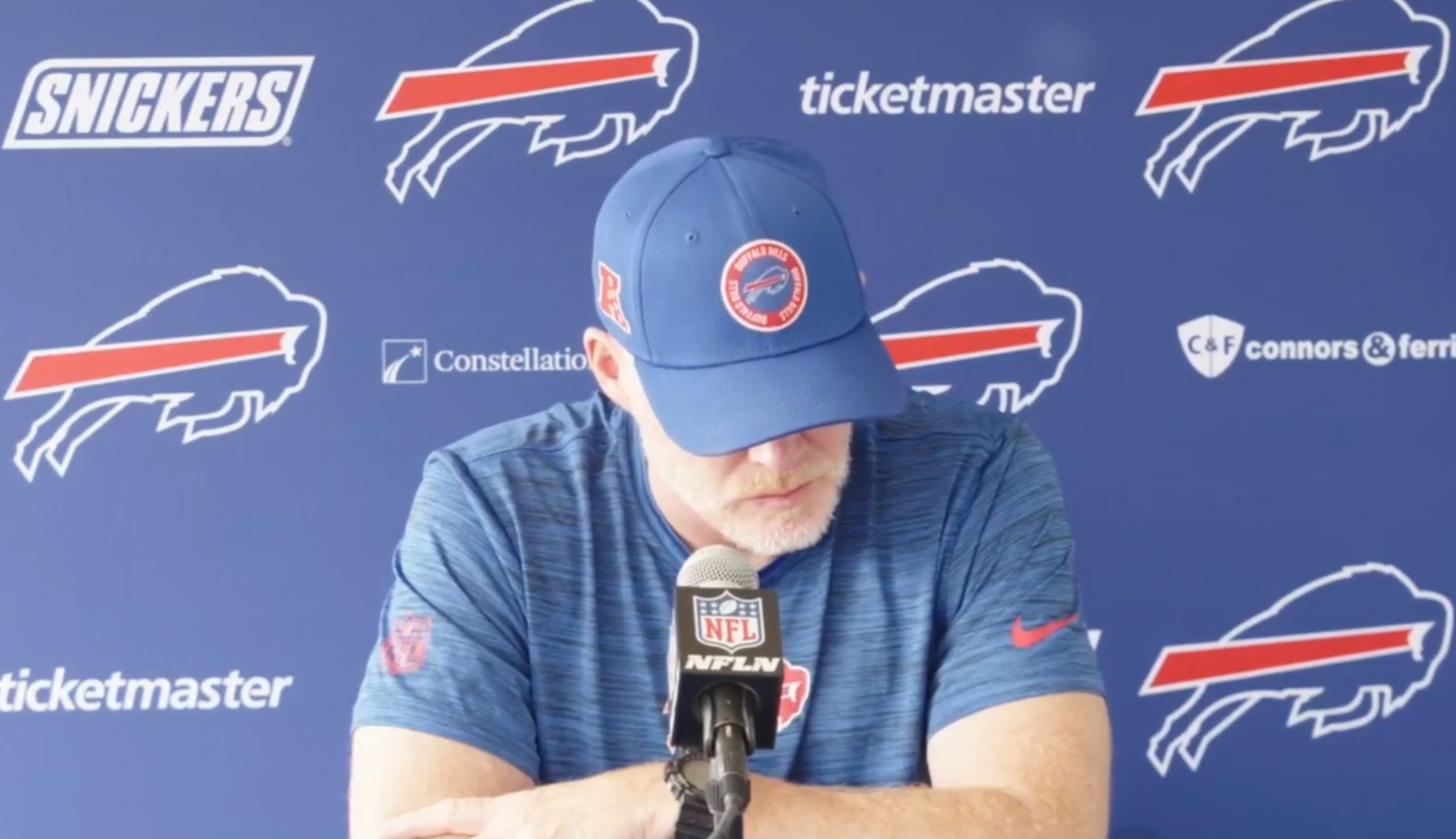 Buffalo Bills Sean McDermott speaks to the media after practice