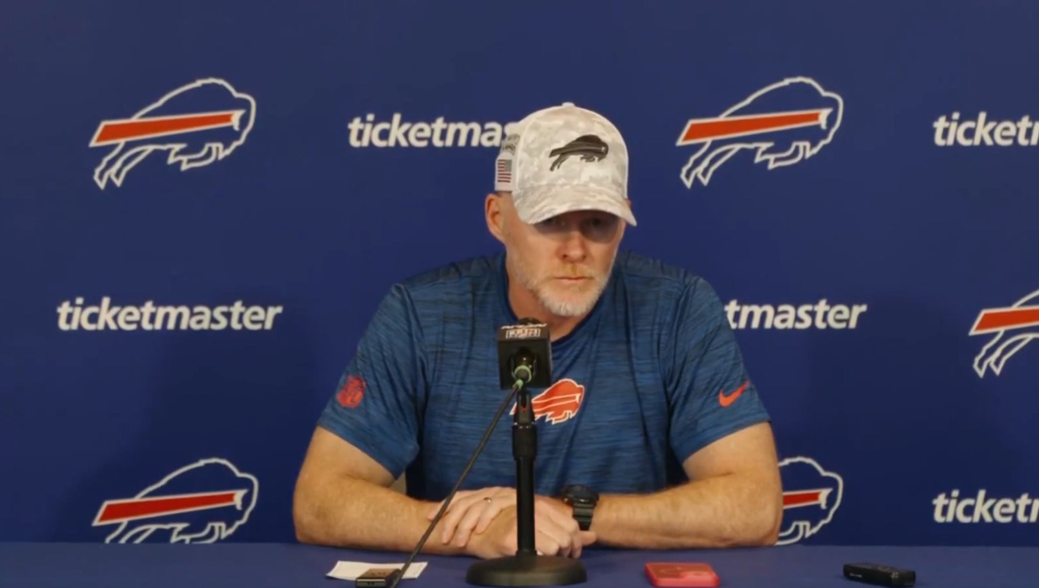 Buffalo Bills head coach Sean McDermott opens up to the media before practice about the current state of the safety position