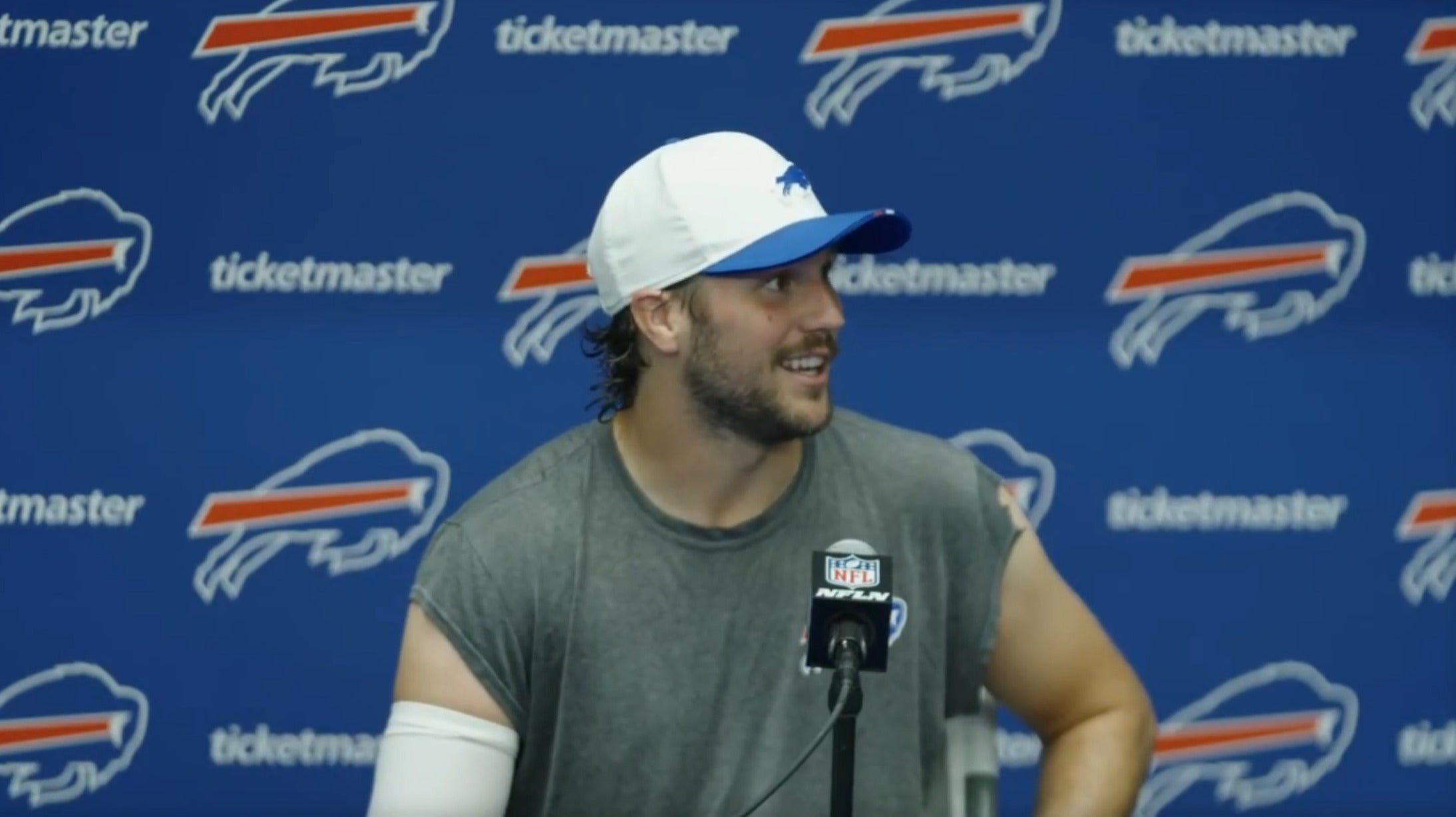 Buffalo Bills QB Josh Allen talks to the media after practice about a potential reunion with WR Gabe Davis