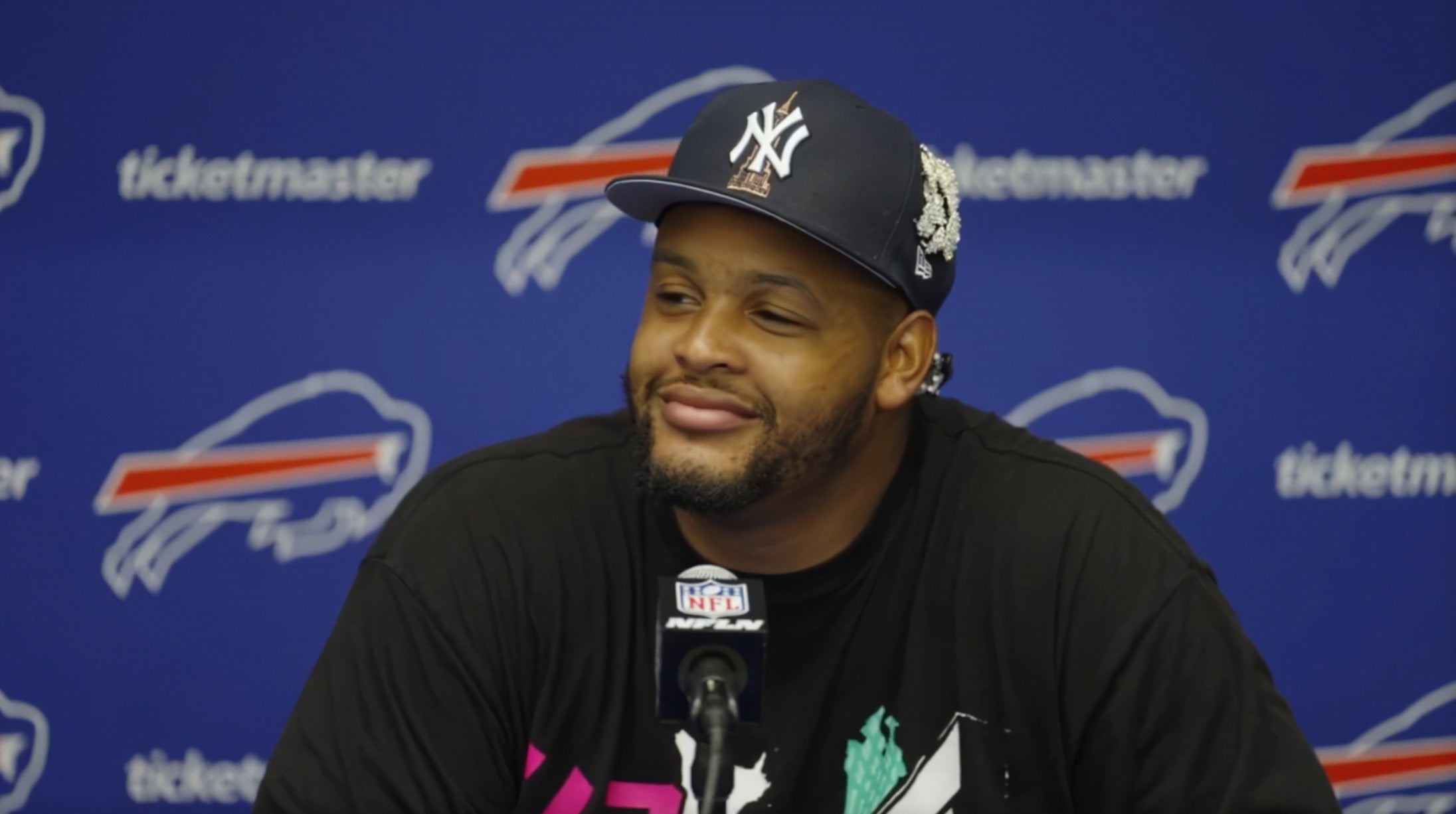 Buffalo Bills Dion Dawkins talks about Keon Coleman's improvements heading into his second season