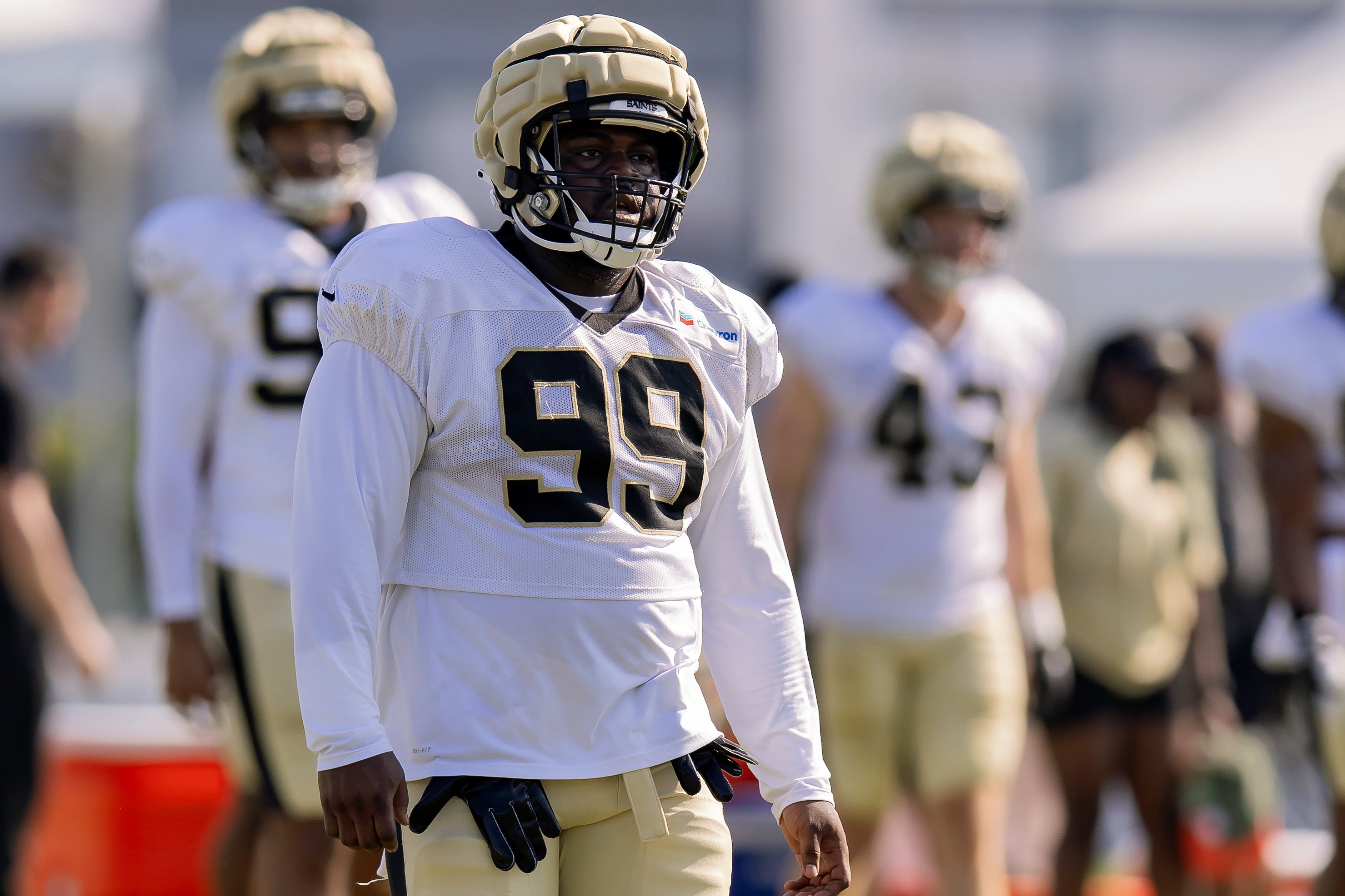 New Orleans Saints defensive tackle Khalen Saunders (99) at the Ochsner Sports Performance Center.
