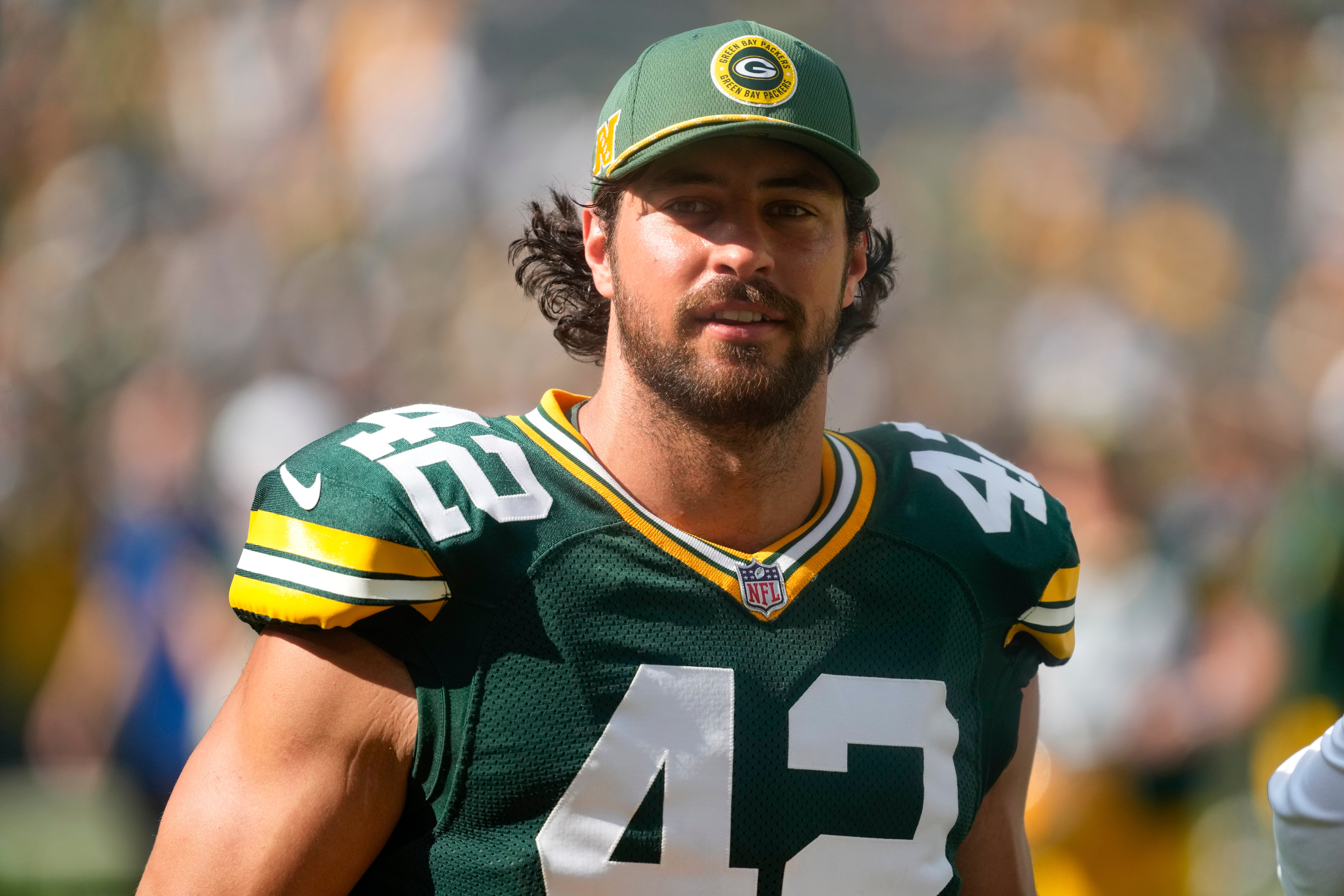 Sep 15, 2024; Green Bay, Wisconsin, USA; Green Bay Packers long snapper Matt Orzech (42) following the game against the Indianapolis Colts at Lambeau Field.