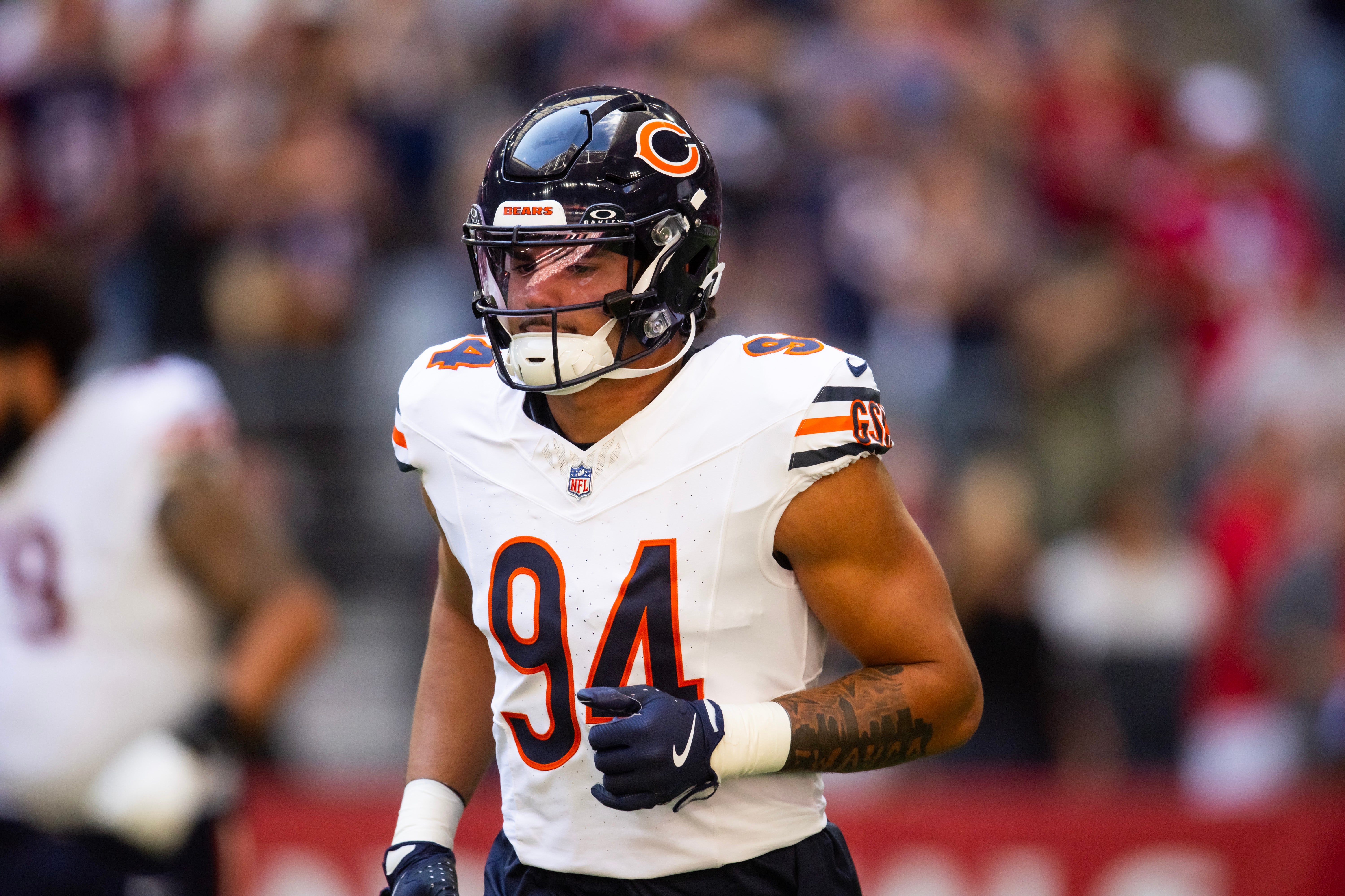 Nov 3, 2024; Glendale, Arizona, USA; Chicago Bears defensive end Austin Booker (94) against the Arizona Cardinals at State Farm Stadium.