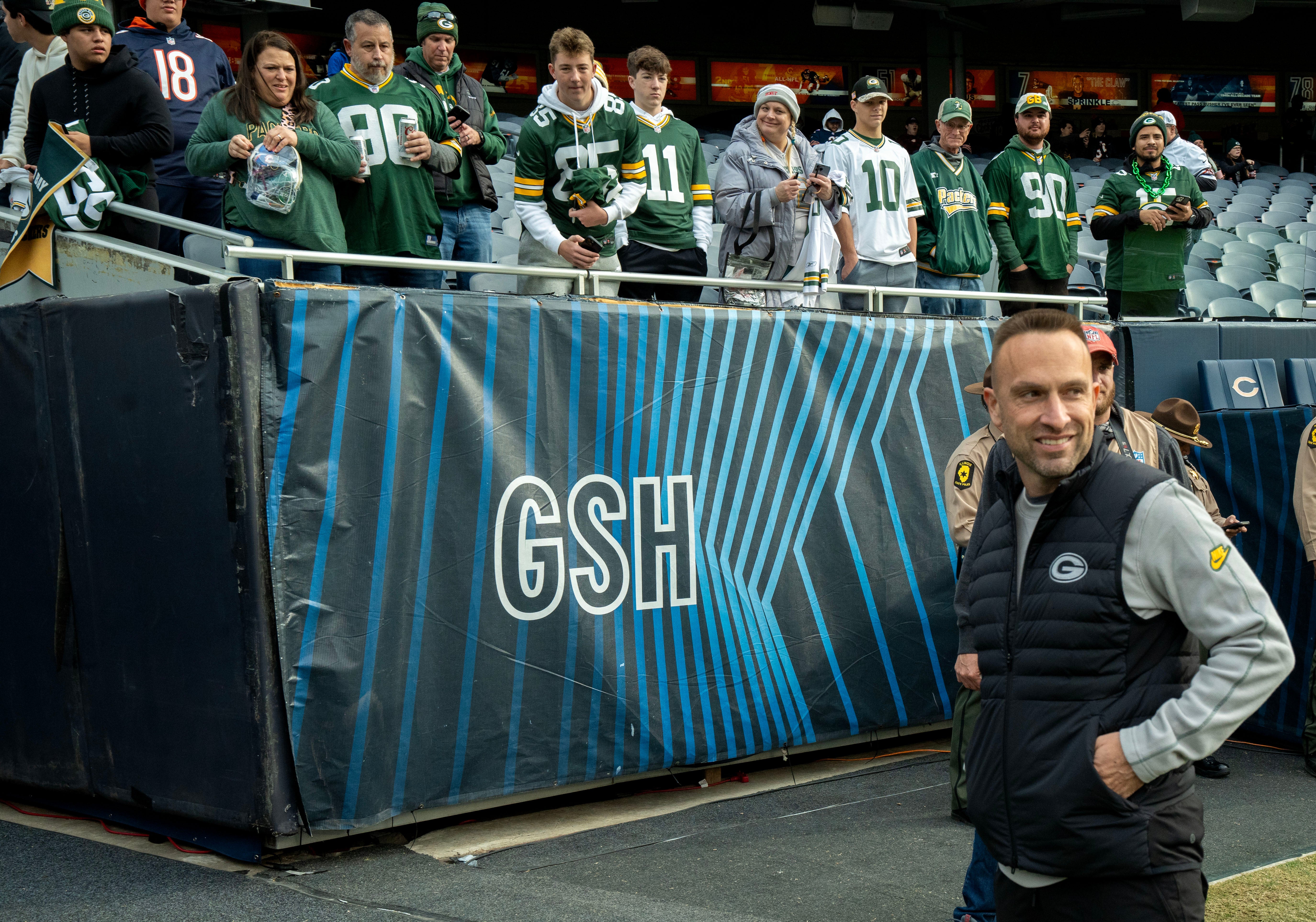 Nov 17, 2024; Chicago, Illinois, USA; Green Bay Packers defensive coordinator Jeff Hafley is shown before their game against the Chicago Bears Sunday, November 17, 2024 at Solider Field in Chicago, Illinois.
